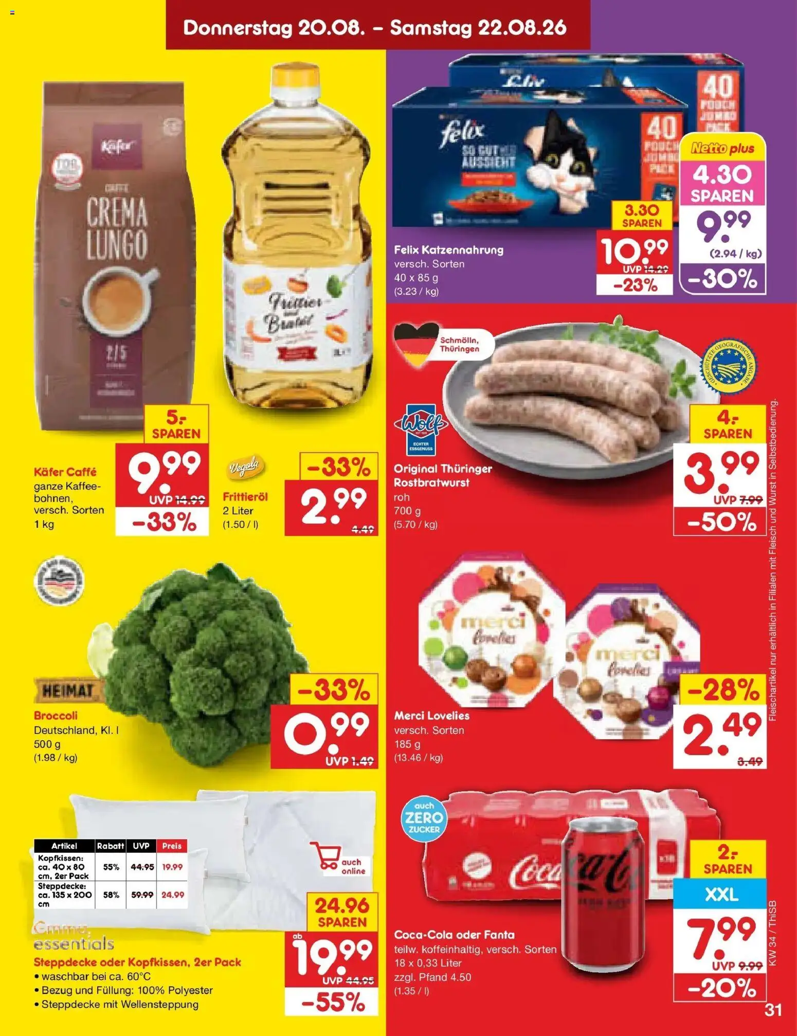 Netto Marken-Discount Prospekt Hamburg – gültig ab 17.08.2026 | Seite: 49 | Produkte: Merci, Kopfkissen, Zucker, Frittieröl