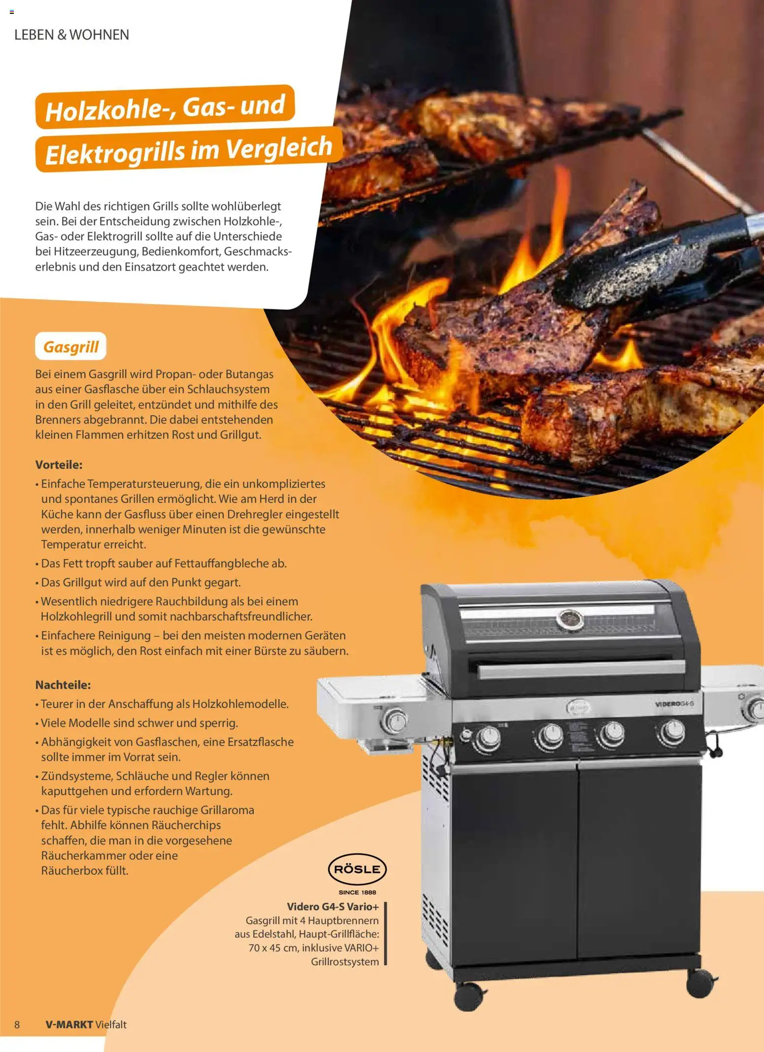 V-Markt Vielfalt Mai / Juni – gültig ab 01.05.2026 | Seite: 8 | Produkte: Herd, Grill, Küche, Bürste