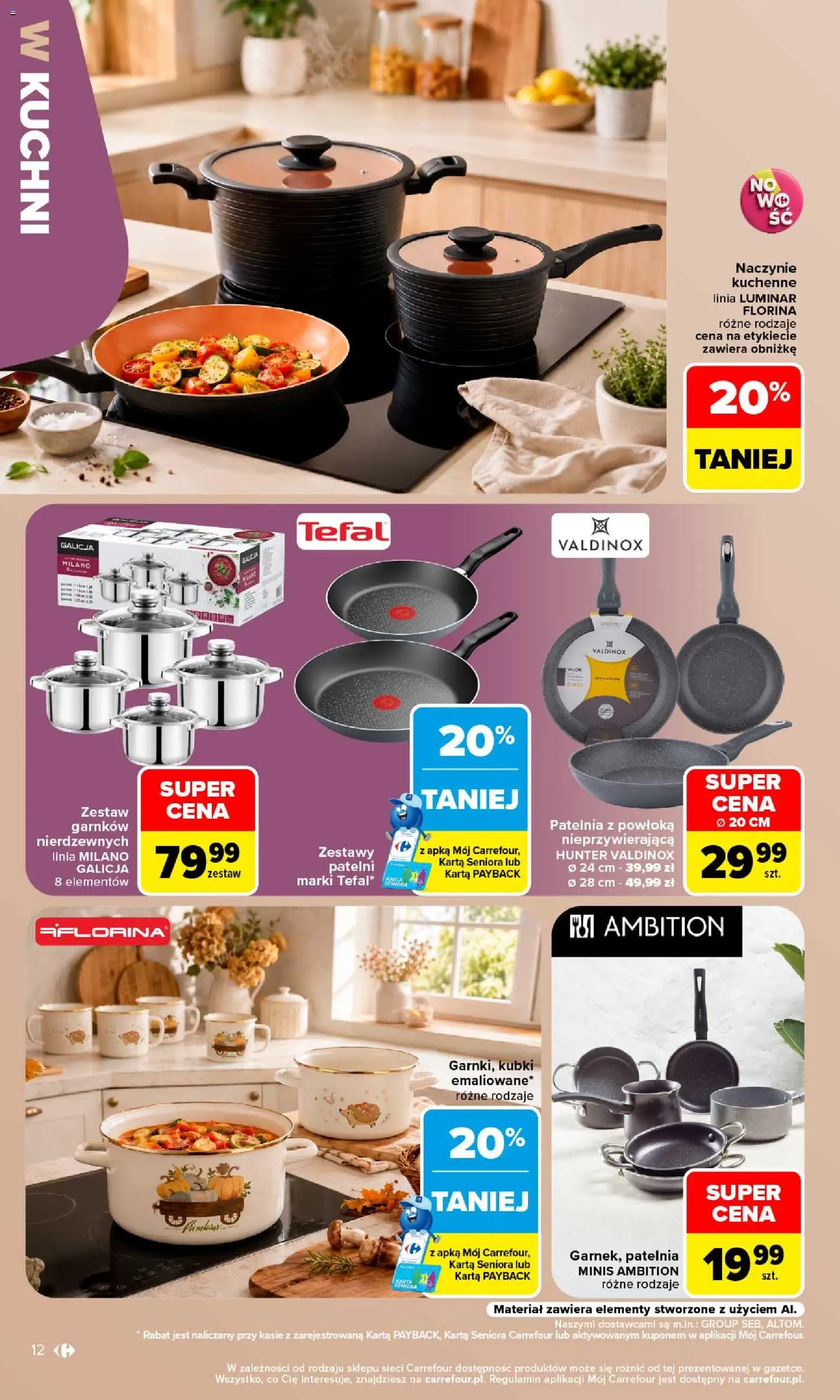 Carrefour gazetka - Stylowy dom od 07.09.2026 | Strona: 12 | Produkty: Karta, Patelnia