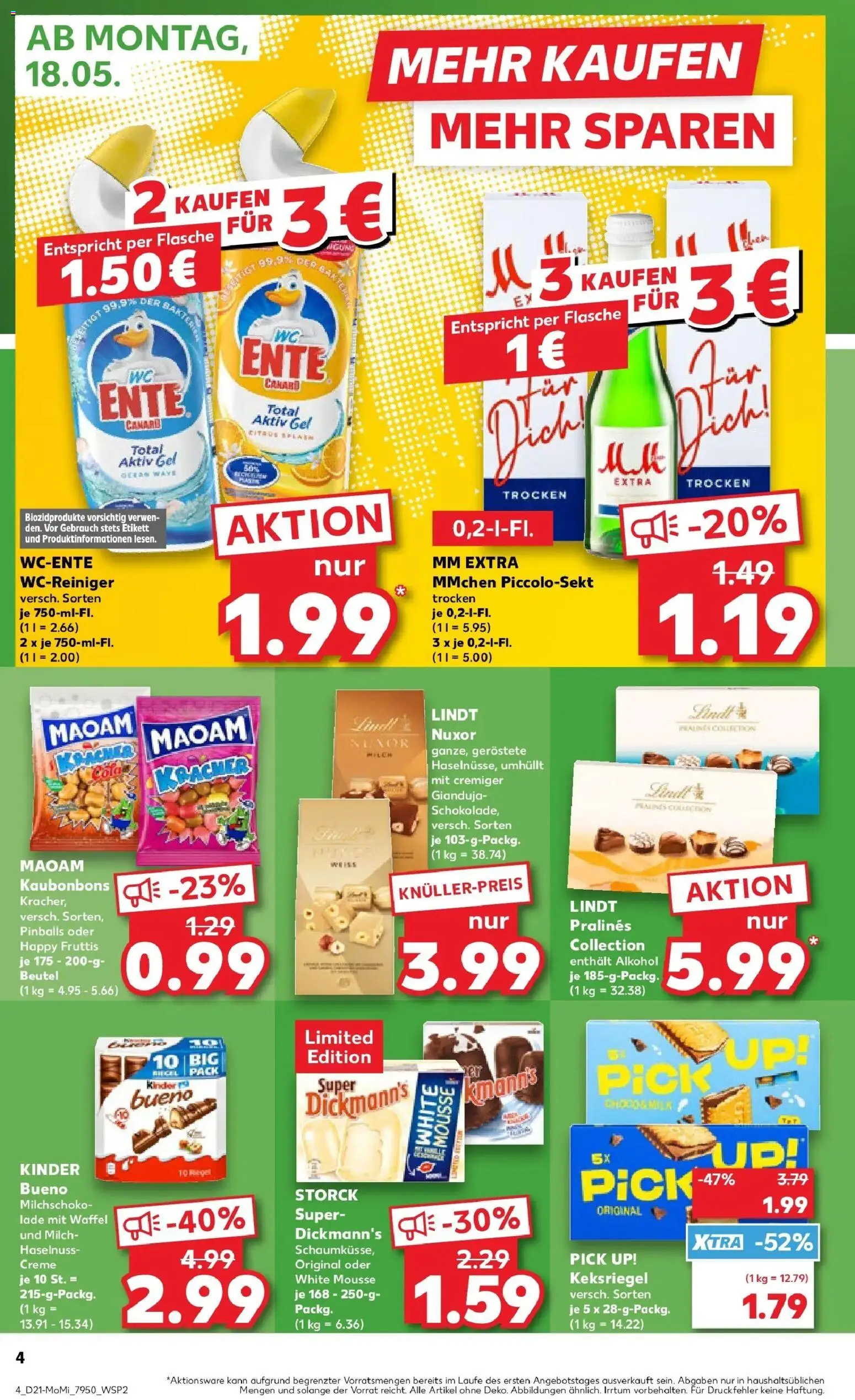 Kaufland Prospekt Oldenburg – gültig ab 18.05.2026 | Seite: 4 | Produkte: Milch, Creme, Lindt, Ente