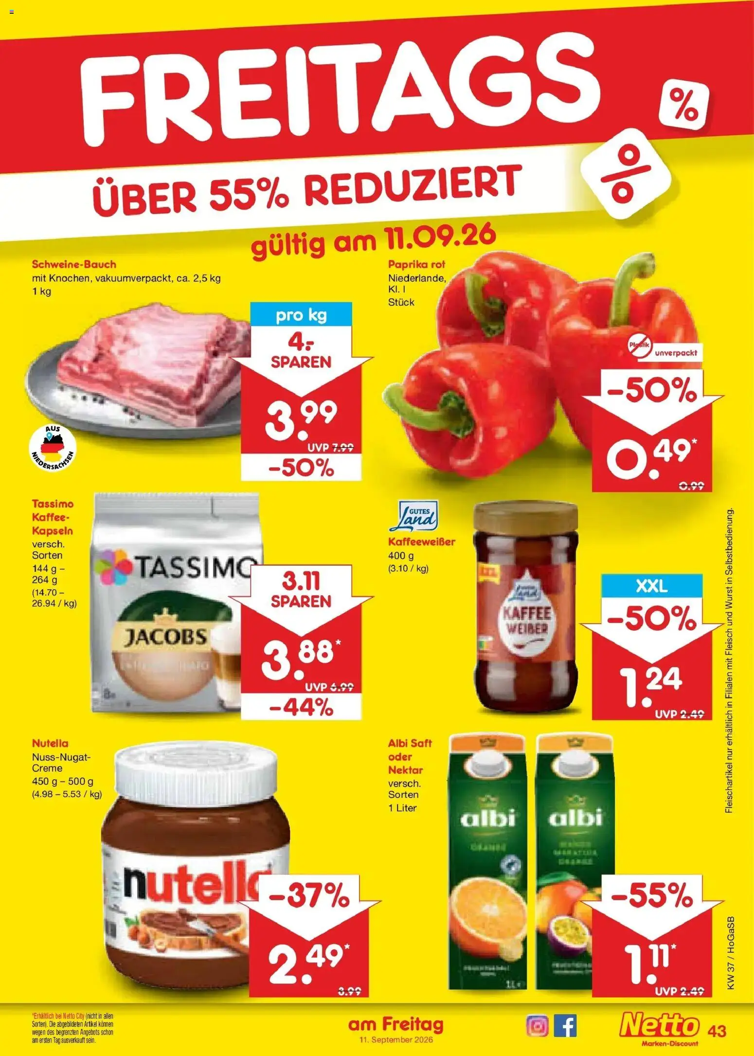 Netto Marken-Discount Prospekt Hannover – gültig ab 07.09.2026 | Seite: 61 | Produkte: Kaffee, Schweinebauch, Wurst, Fleisch
