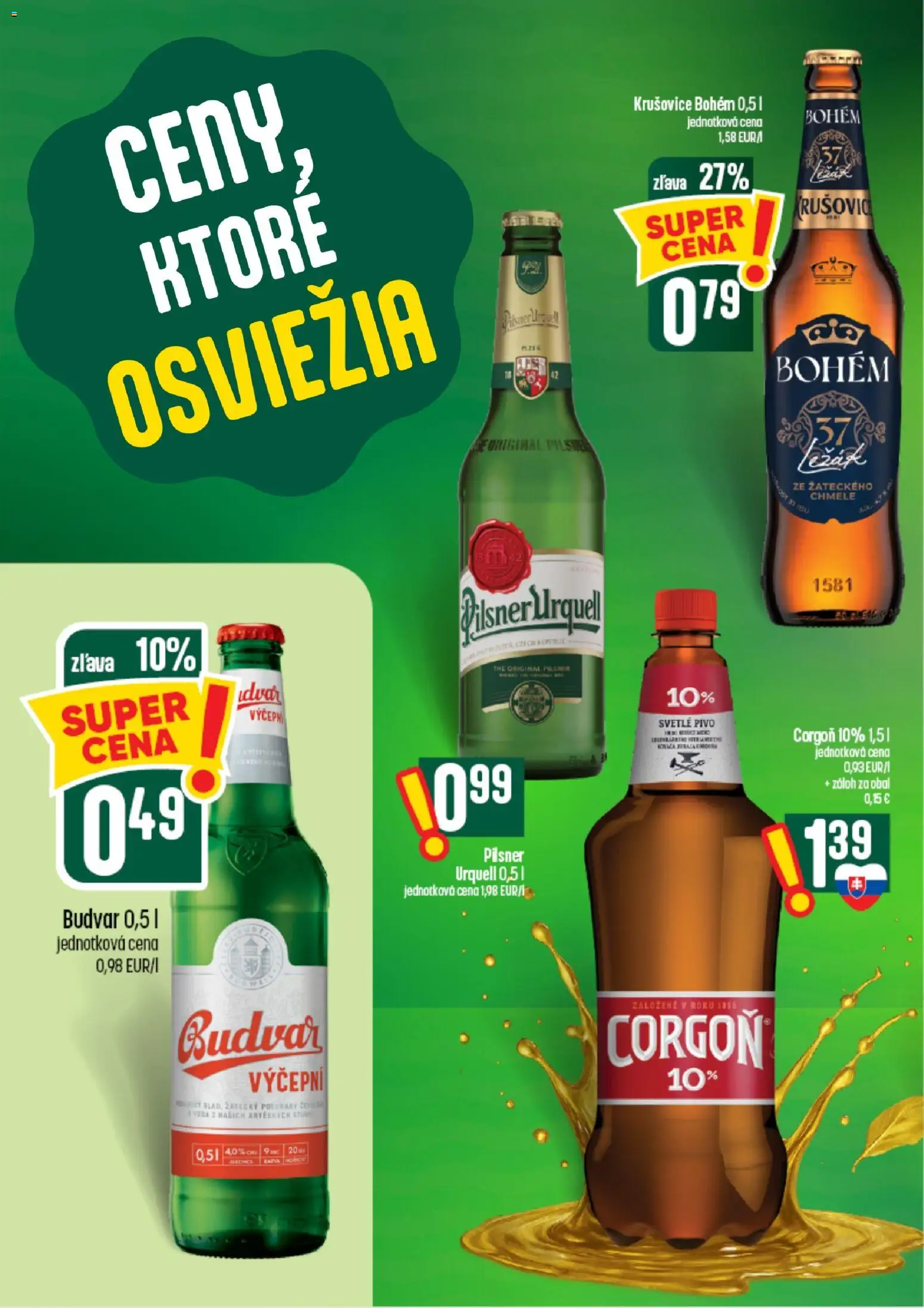 Nové COOP Jednota akcie – leták je platný od 26.08.2026 | Strana: 54 | Produkty: Pilsner Urquell, Krušovice, Budvar, Corgoň