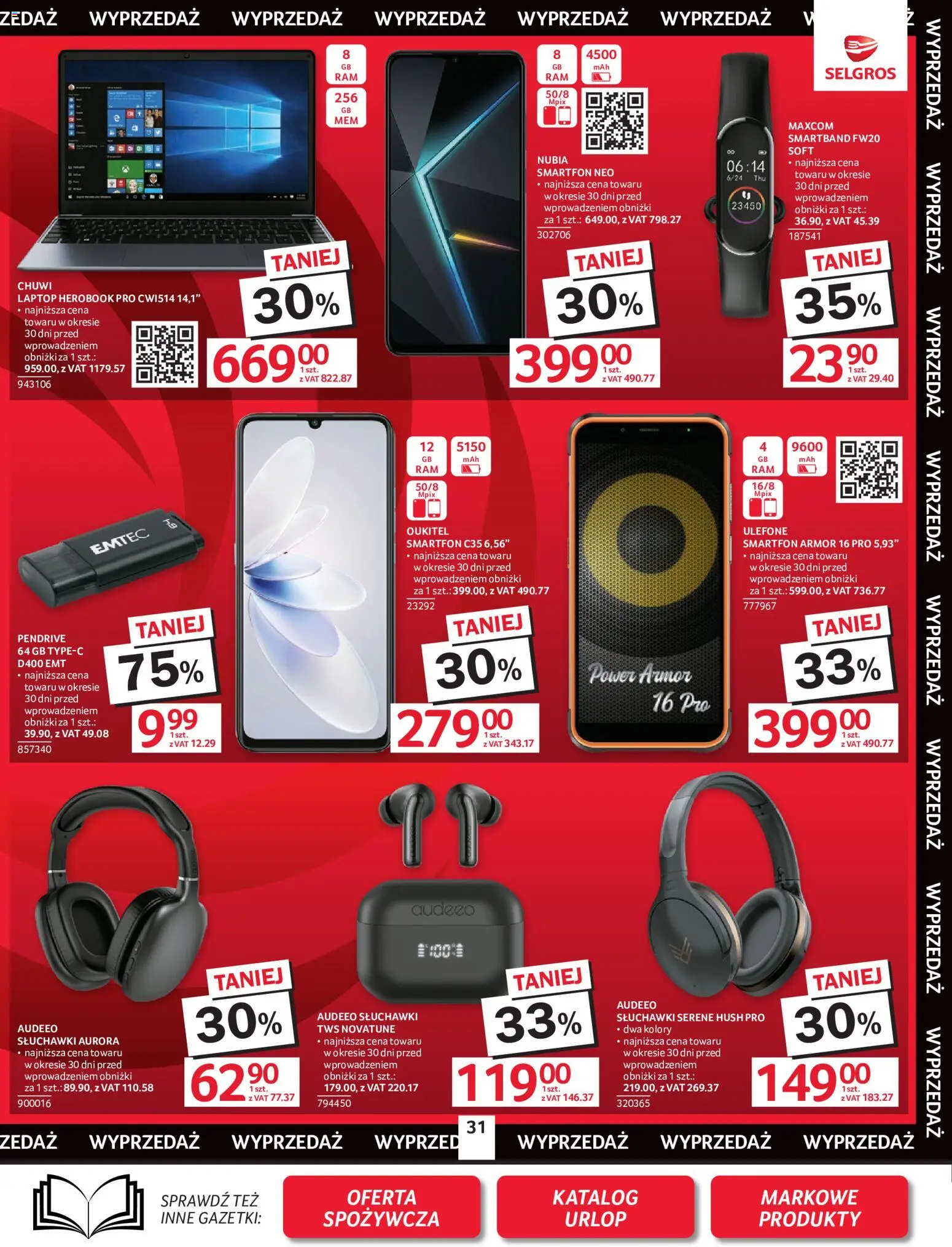 Selgros cash&carry gazetka - Oferta przemysłowa od 18.06.2026 | Strona: 33 | Produkty: Smartfon, Słuchawki, Smartband, Pendrive