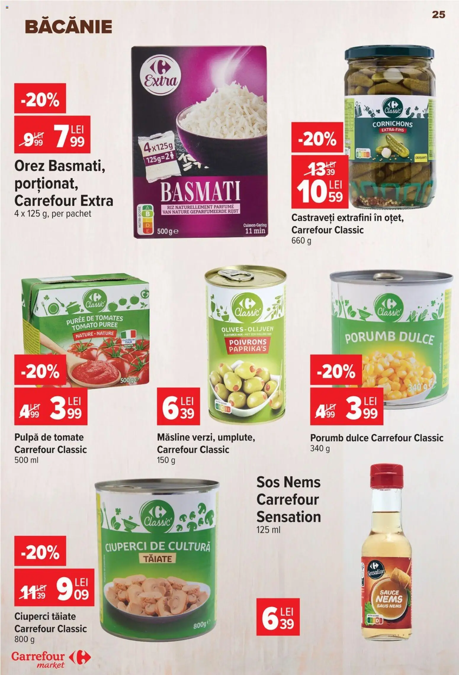Noul catalog Carrefour – valabil de la 22.07.2026 | Pagină: 25 | Produse: Măsline, Castraveți, Porumb, Sos