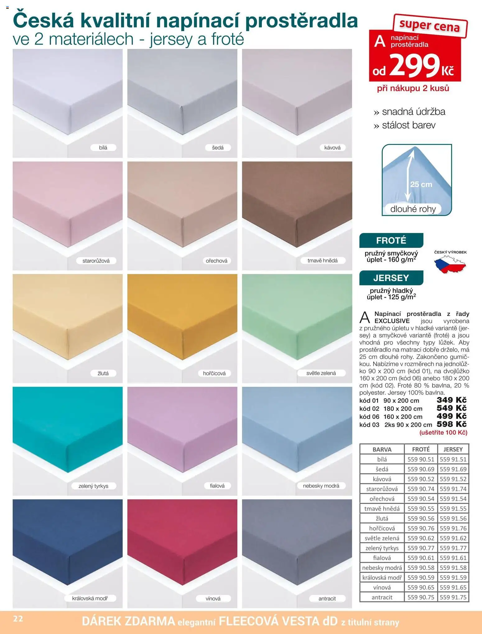 Decodoma katalog Podzim 2026 od 01.09.2026 | Strana: 22 | Produkty: Vesta, Prostěradla, Prostěradlo
