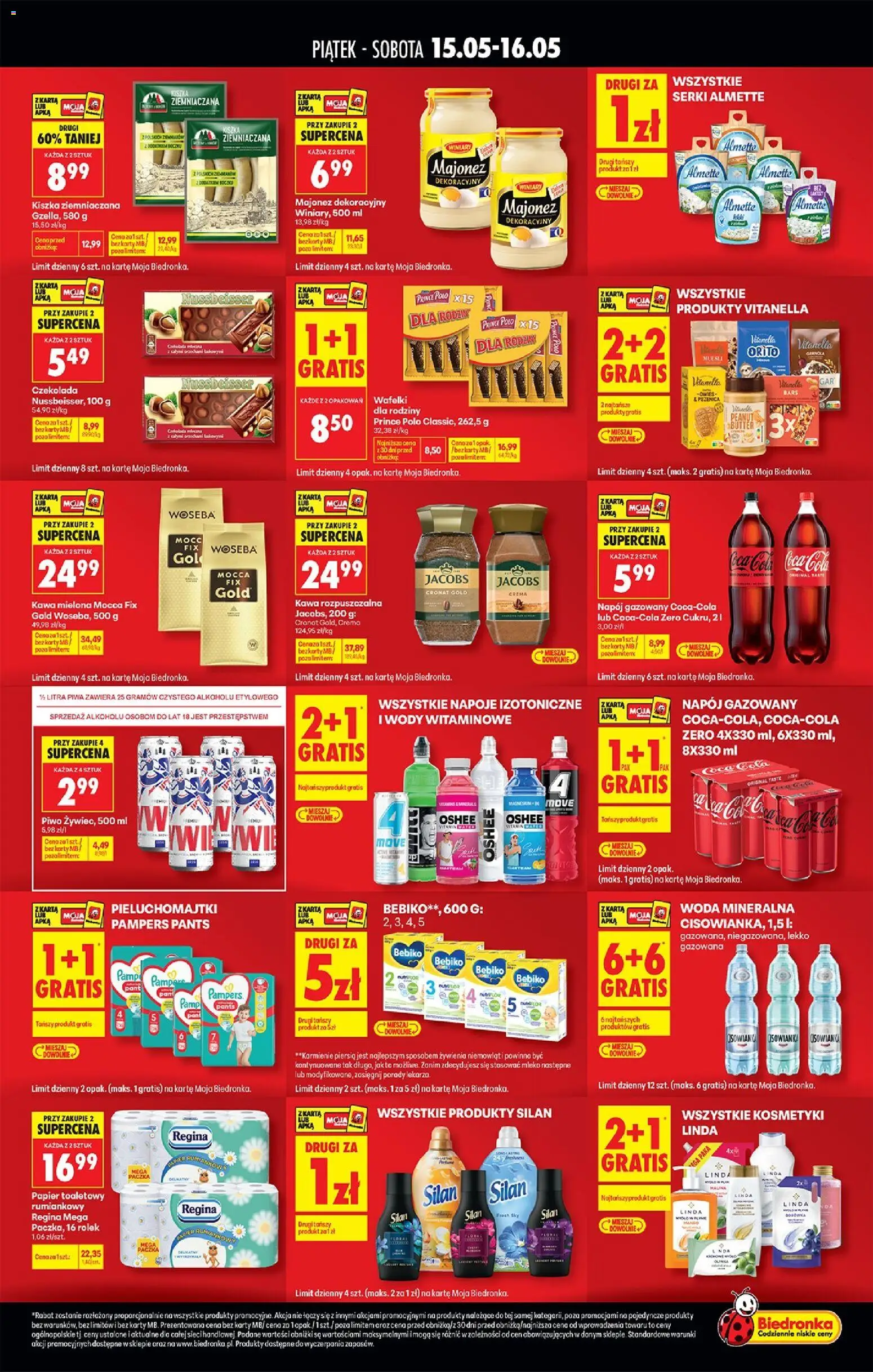 Biedronka Polsko leták - Tani weekend od 15.05.2026 | Strana: 2 | Produkty: Jacobs Gold, Pampers, Crema, Cola