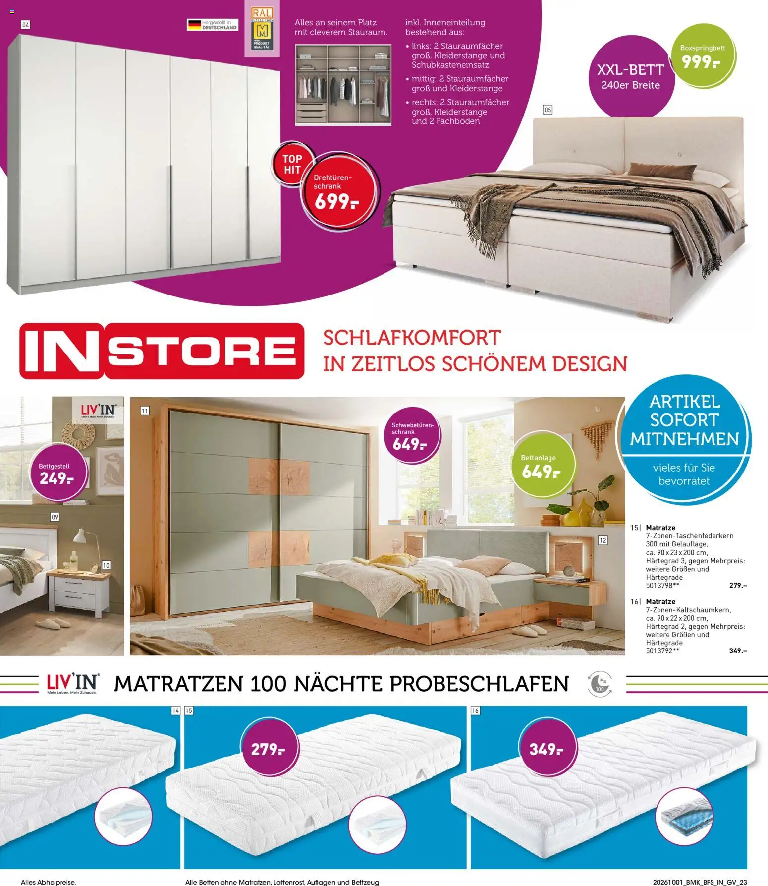 Möbel Martin Prospekt – gültig ab 01.10.2026 | Seite: 23 | Produkte: Matratze, Boxspringbett, Schrank