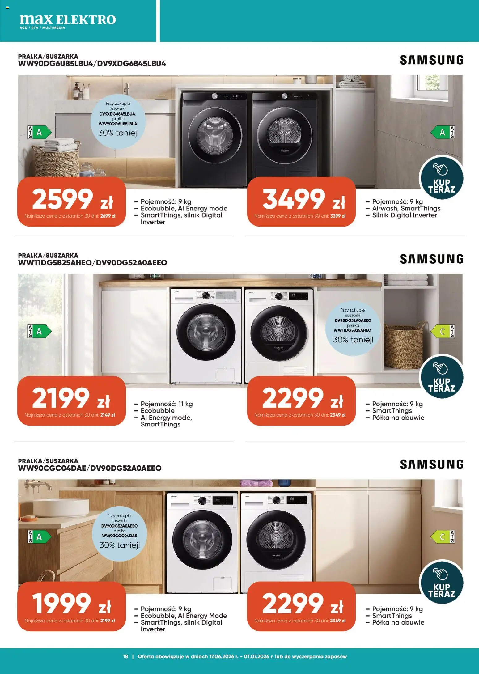 Max elektro gazetka od 17.06.2026 | Strona: 18 | Produkty: Pralka, Półka