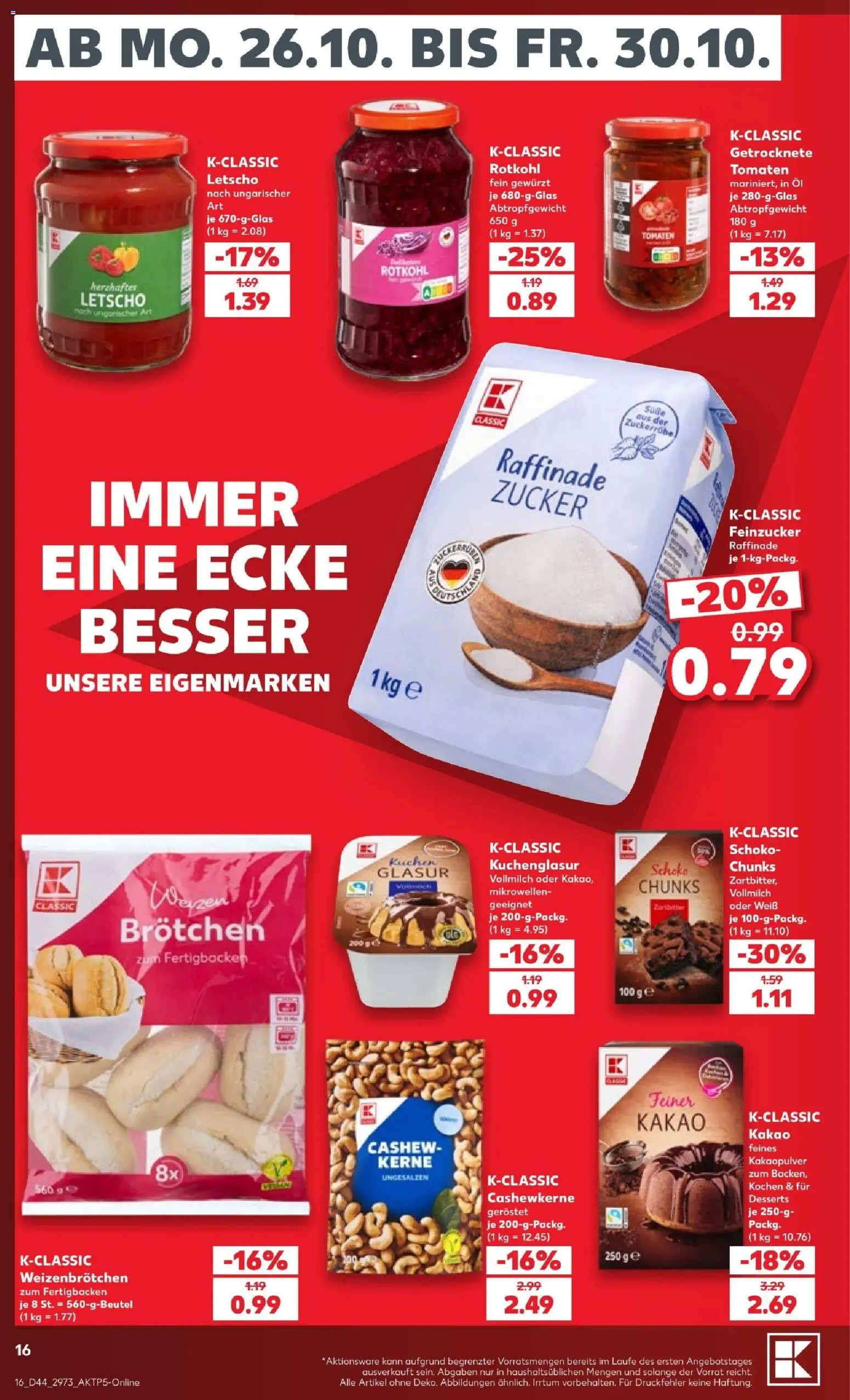 Kaufland Prospekt Zeitz – gültig ab 26.10.2026 | Seite: 16 | Produkte: Rotkohl, Öl, Tomaten, Kuchen