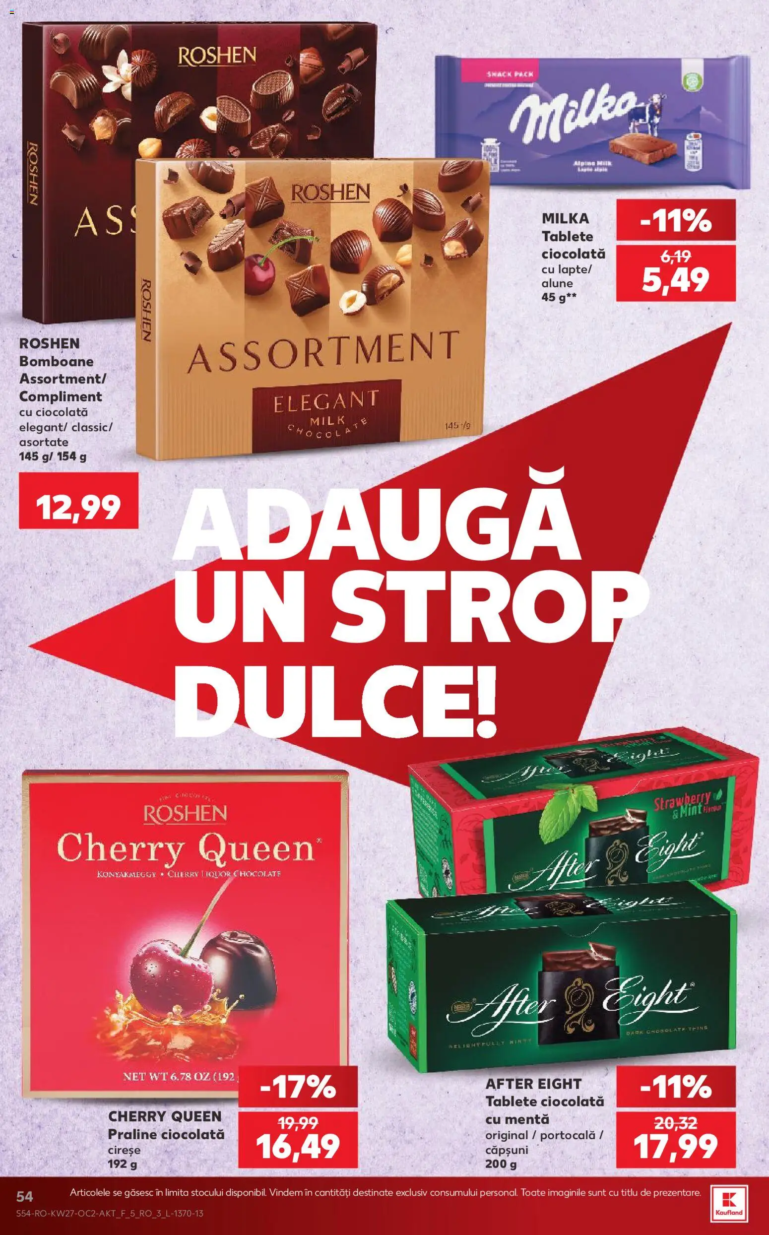 Noul catalog Kaufland – valabil de la 01.07.2026 | Pagină: 54 | Produse: Alune, Praline, Bomboane, Cireșe