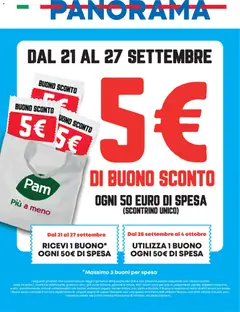 Anteprima del volantino Panorama volantino Sconto 5€ valido a partire dal 21/09/2026