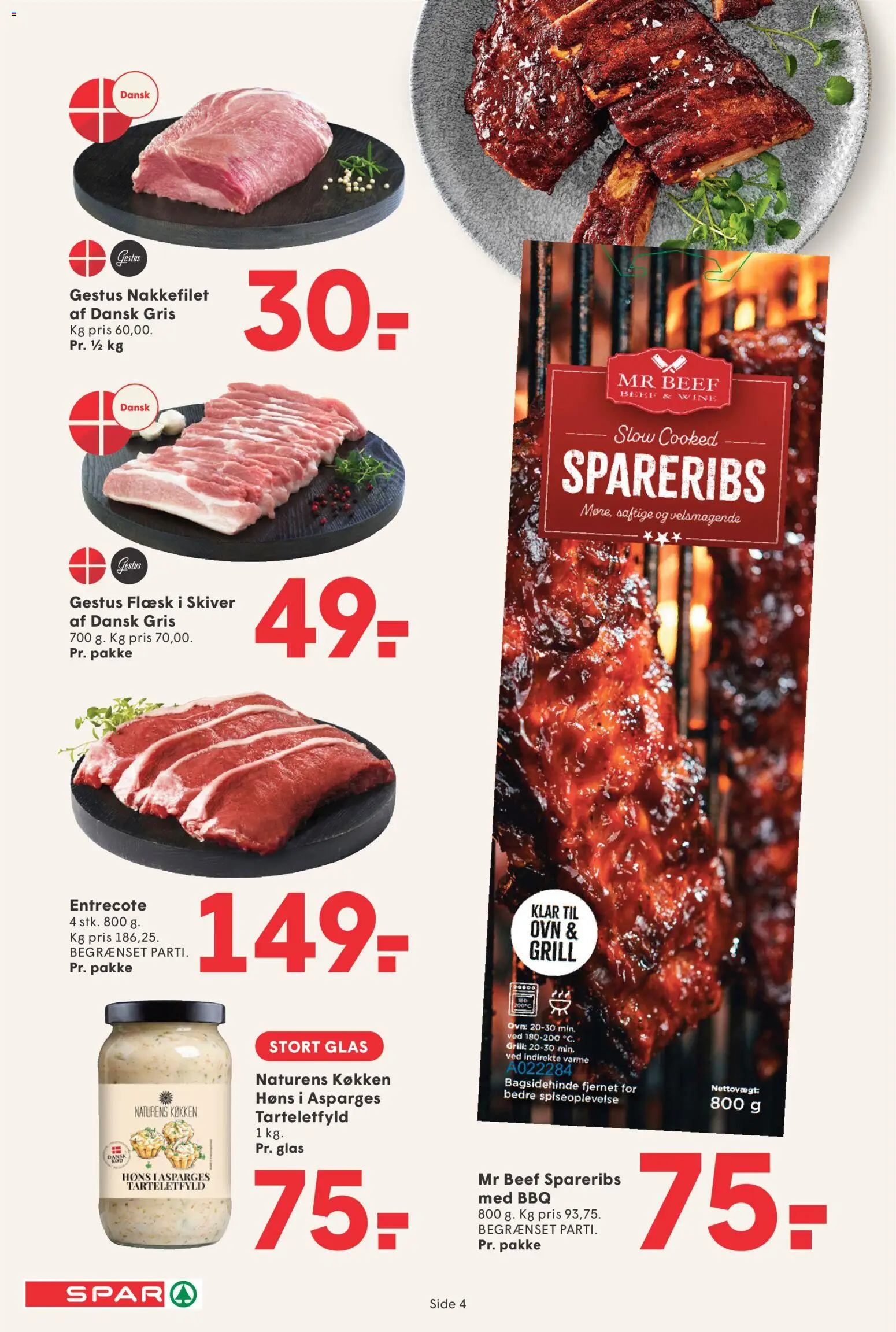 Spar tilbudsavis – gyldig fra 02/10/2026 | Side: 4 | Produkter: Spareribs, Entrecote, Grill, Asparges
