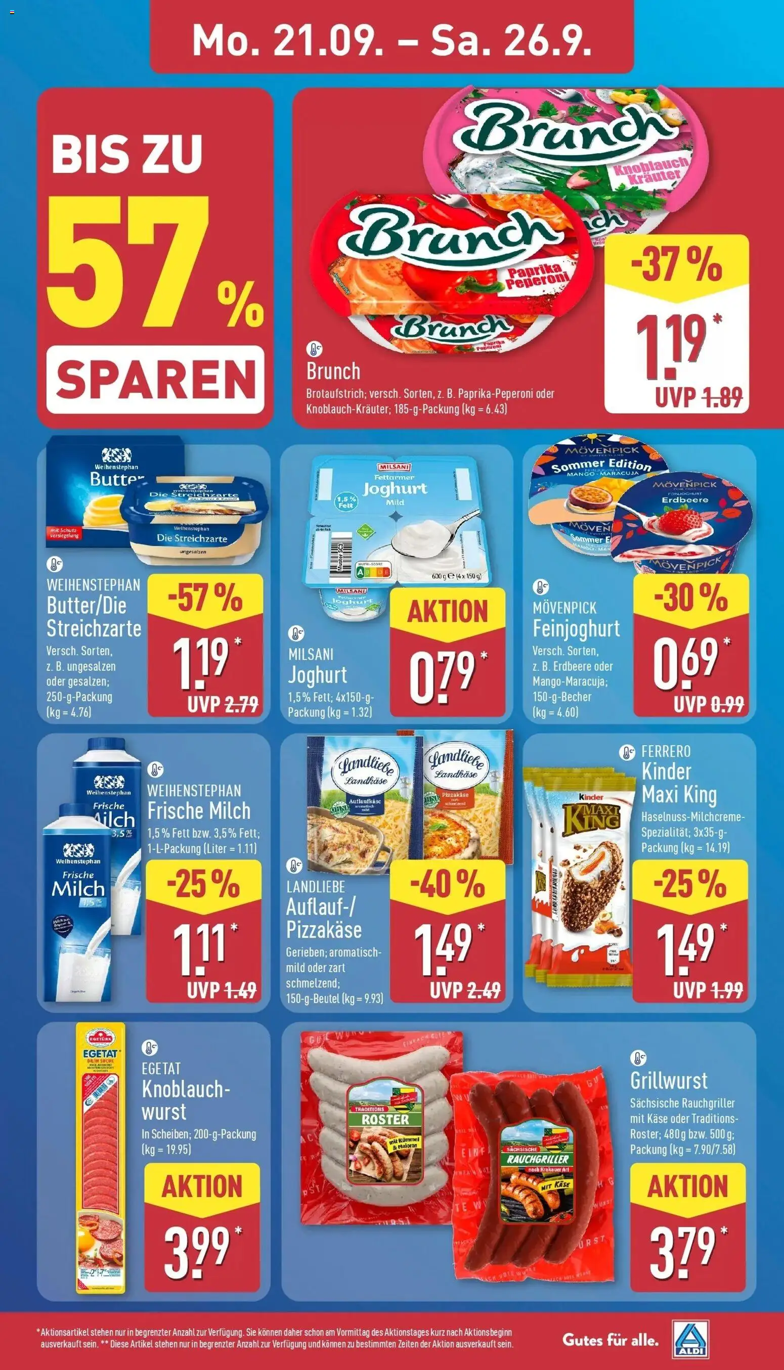 Aldi Aktueller Prospekt (ab 21.09.2026) » Angebote Online | Seite: 5 | Produkte: Milch, Käse, Joghurt, Milch 1,5%