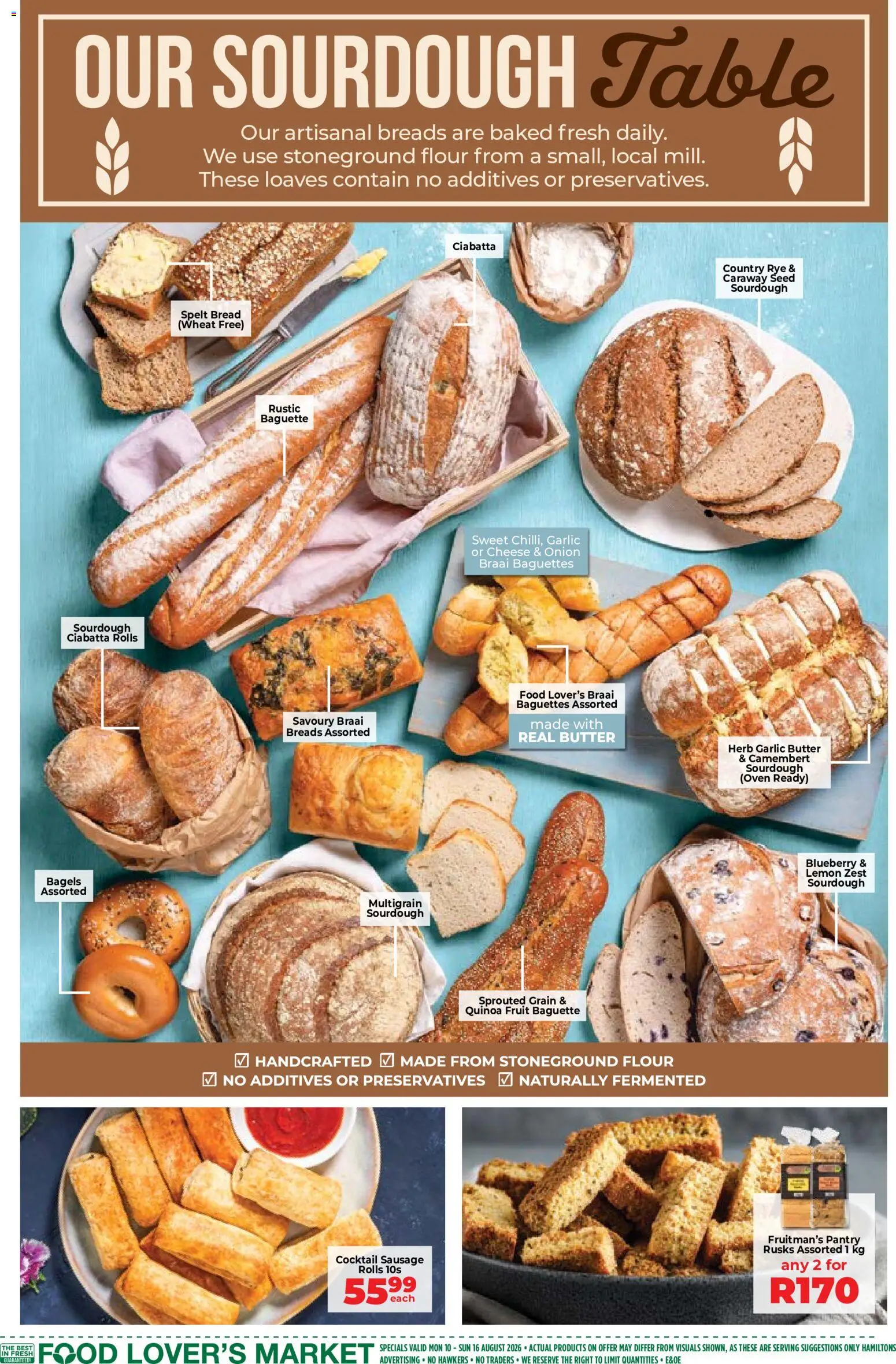 New Food Lover's Market catalogue – valid from 10/08/2026 | Page: 3 | Products: Flour, Oven, Table, Sausage