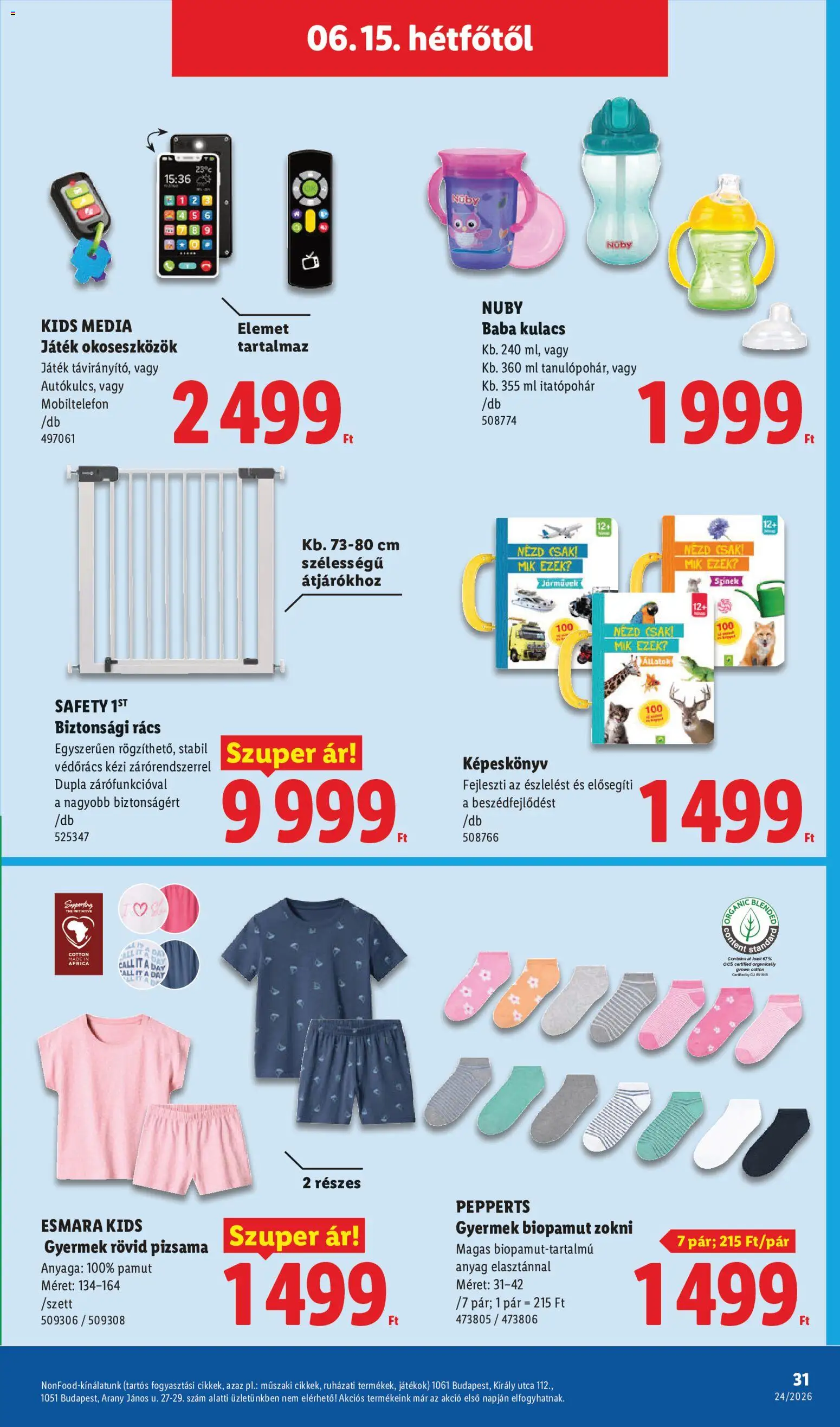 Lidl akciós ujság - amely érvényes a következő dátumtól: 11.06.2026 | Oldal: 31 | Termékek: Játék, Játékok, Kulacs, Pizsama