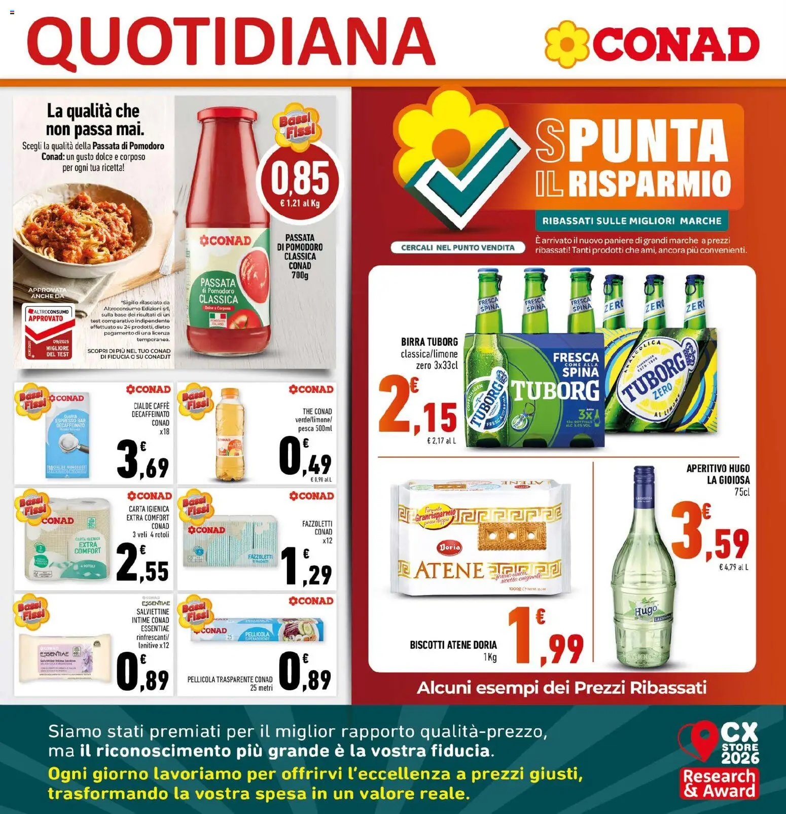 Volantino Conad del 01/07/2026 | Pagina: 23 | Prodotti: Biscotti, Pomodoro, Pesca, Passata di pomodoro