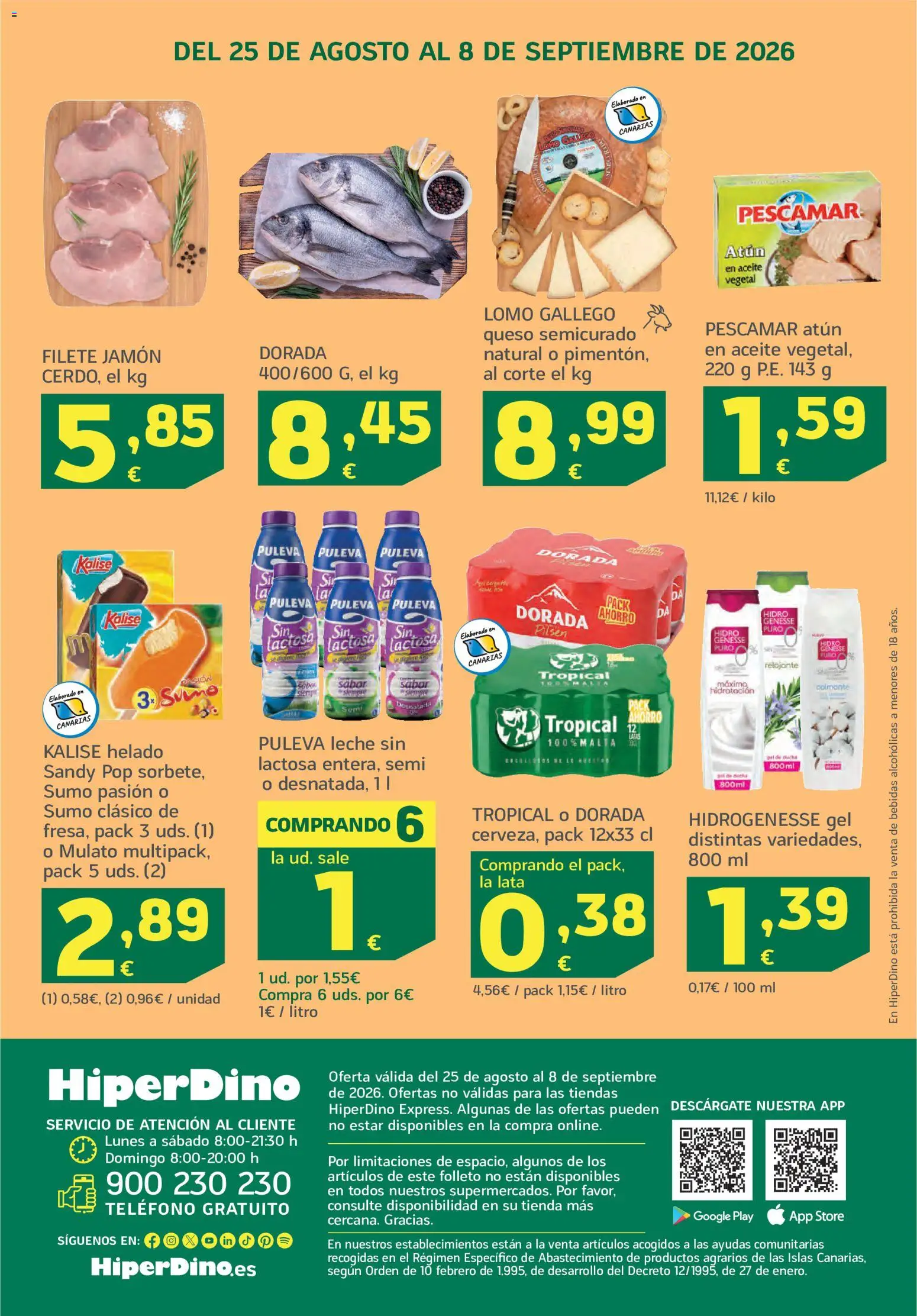 HiperDino folleto │ válido desde el 25/08/2026 | Página: 44 | Productos: Leche, Atún, Helado, Bebidas