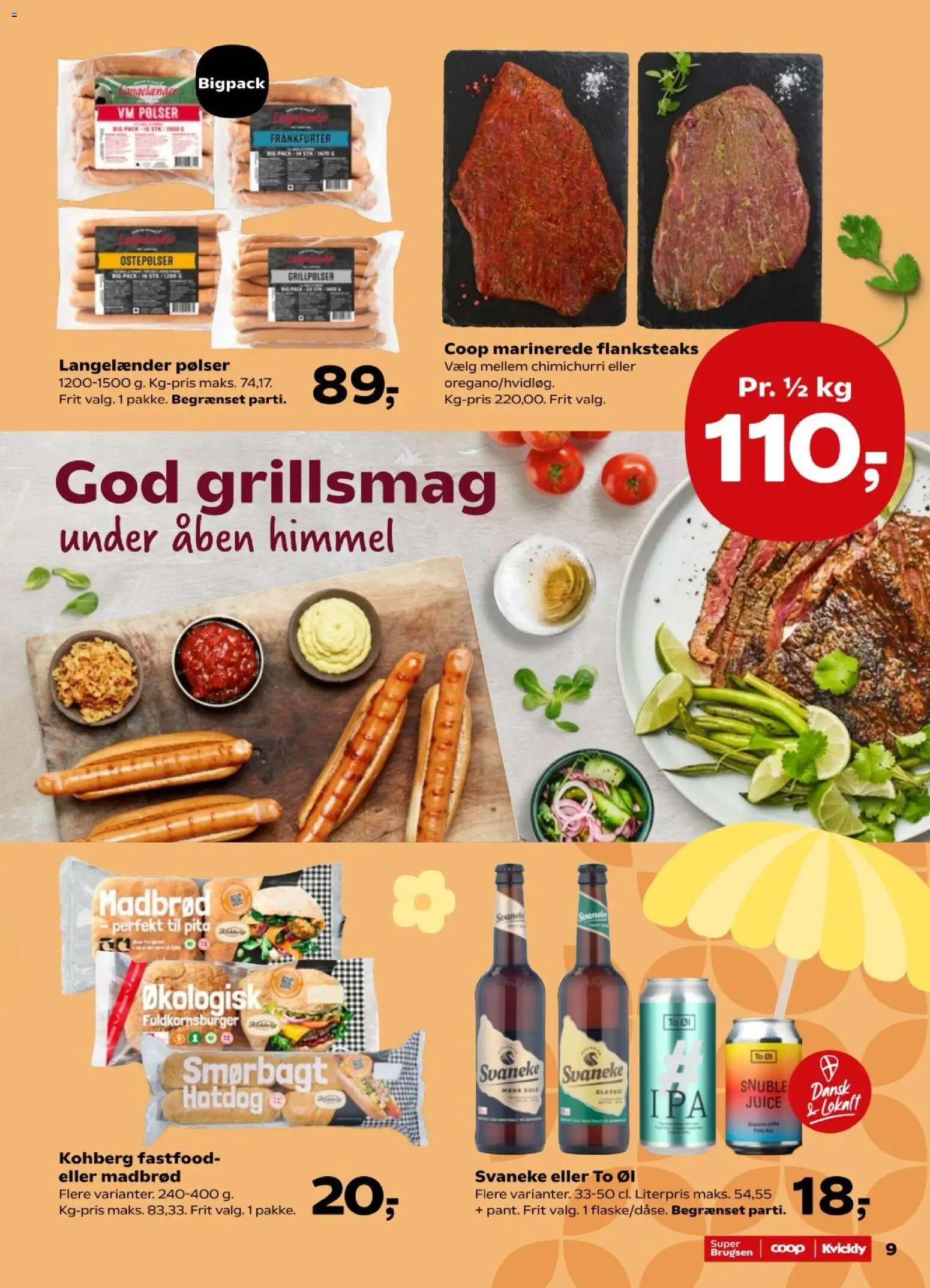 Super Brugsen tilbudsavis – gyldig fra 31/07/2026 | Side: 9 | Produkter: Pølser, Juice, Øl, Aparelho de barbear