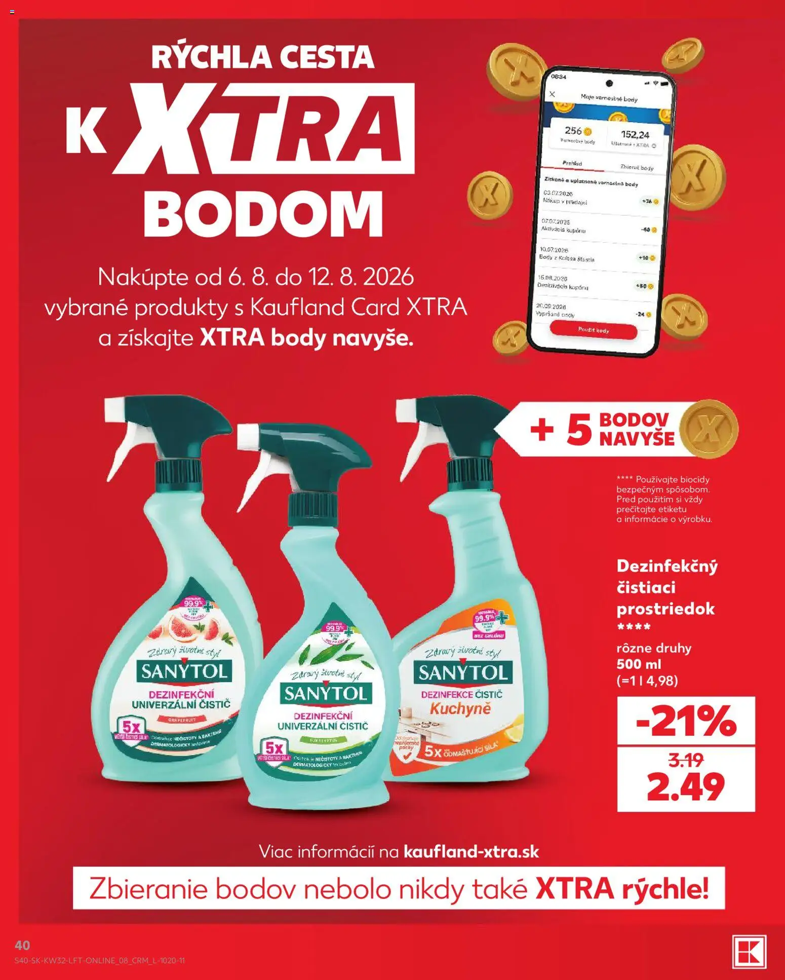 Nové Kaufland akcie – leták je platný od 06.08.2026 | Strana: 40 | Produkty: Sanytol, Čistiaci prostriedok, Kuchyne, Grapefruit