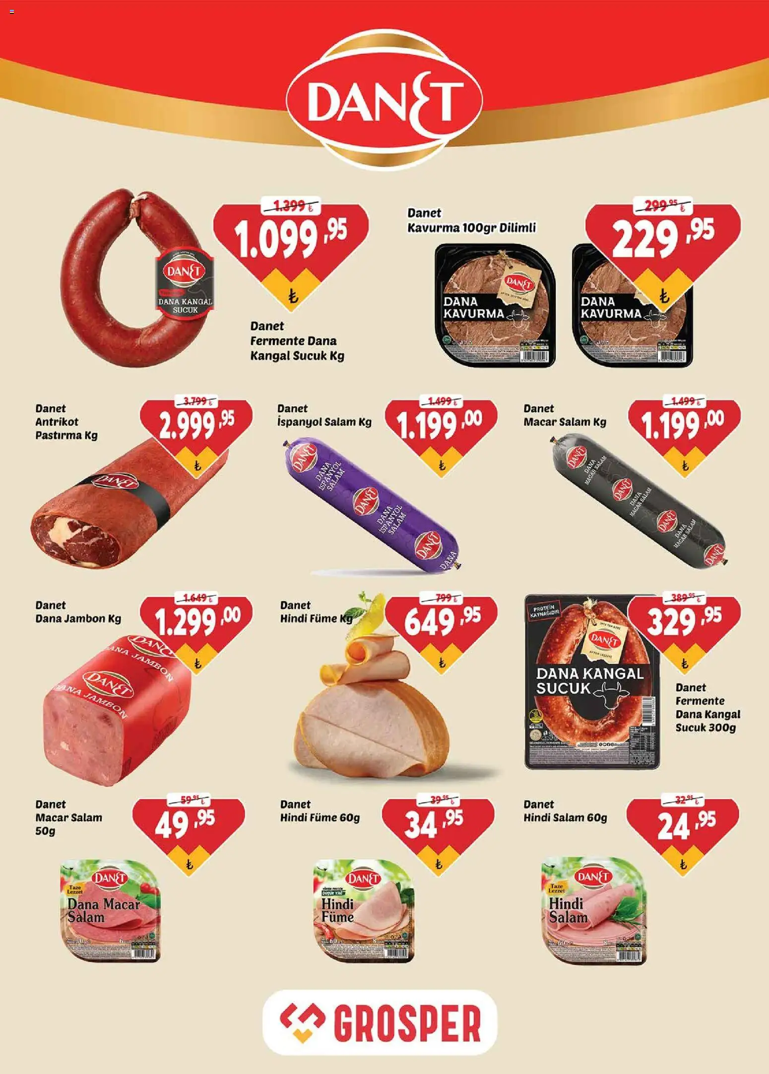 Grosper Katalog - 29 Temmuz 2026 tarihinden itibaren geçerlidir | Sayfa: 2 | Ürünler: Salam, Jambon, Hindi füme, Sucuk