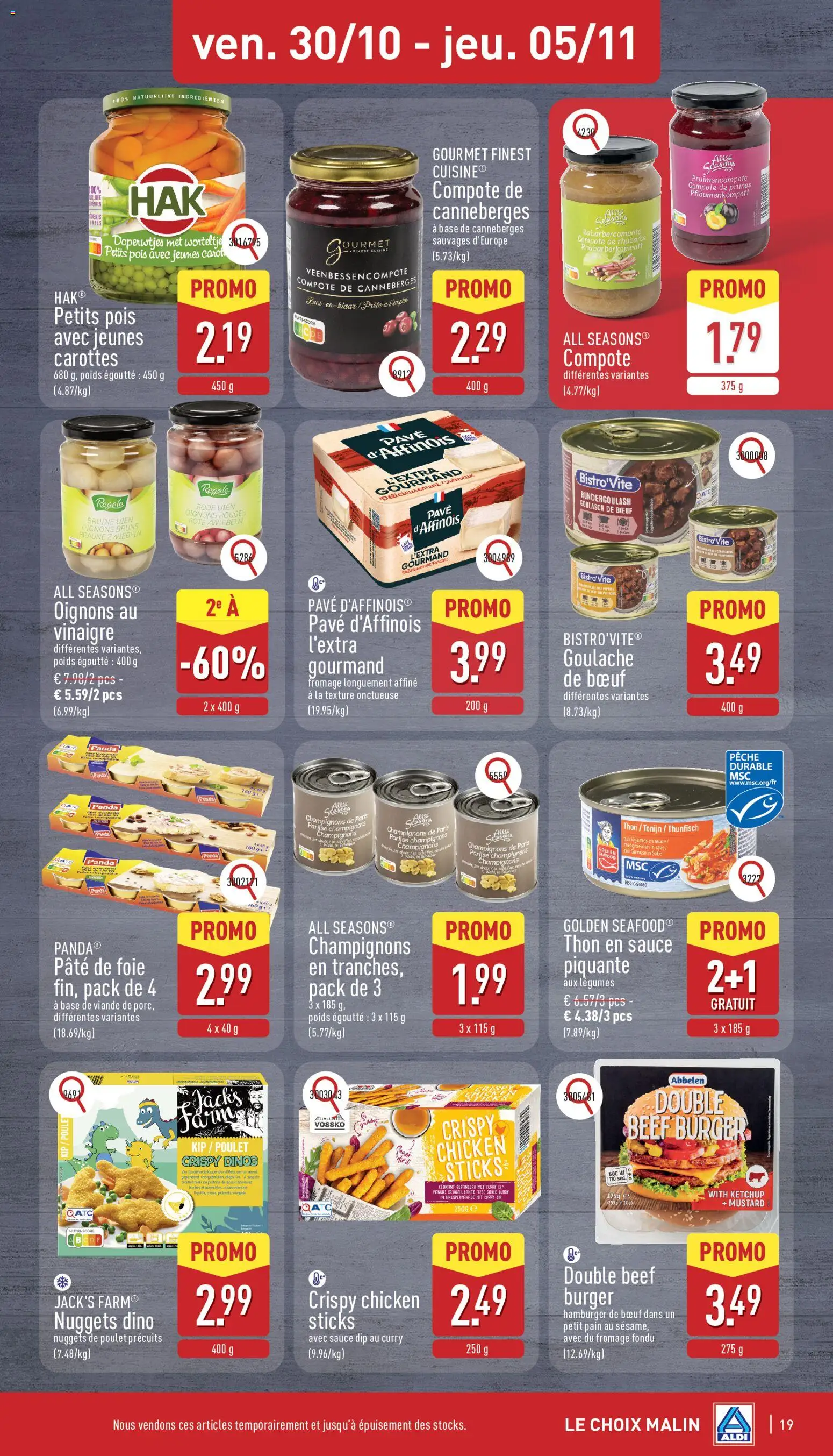 {H1} | Pagina: 19 | Producten: Hamburger, Tonijn, Pâté, Champignons