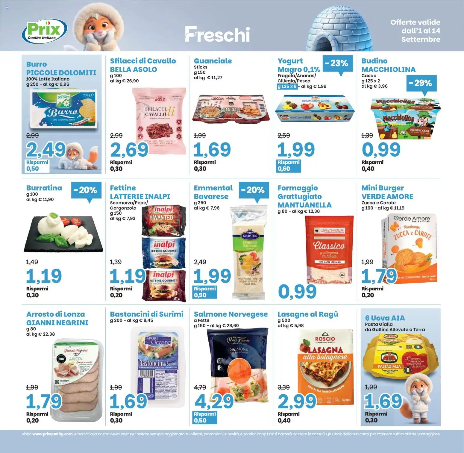 Volantino Prix del 01/09/2026 | Pagina: 15 | Prodotti: Yogurt, Salmone, Surimi, Formaggio