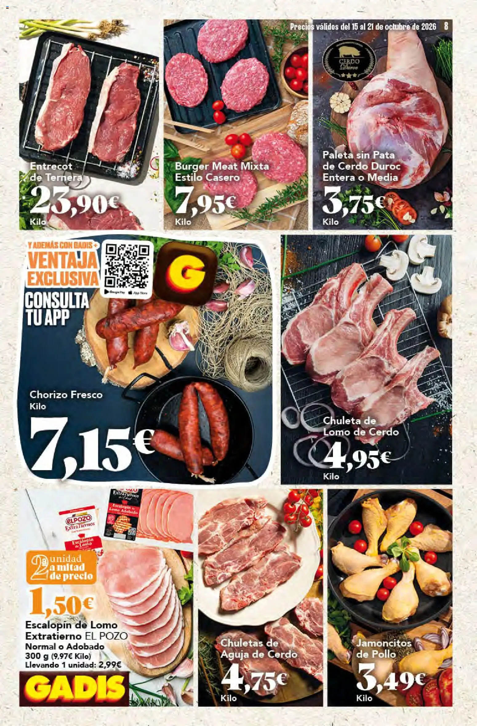 Gadis - folleto │ válido desde el 15/10/2026 | Página: 8 | Productos: Lomo, Cerdo, Entrecot, Pollo