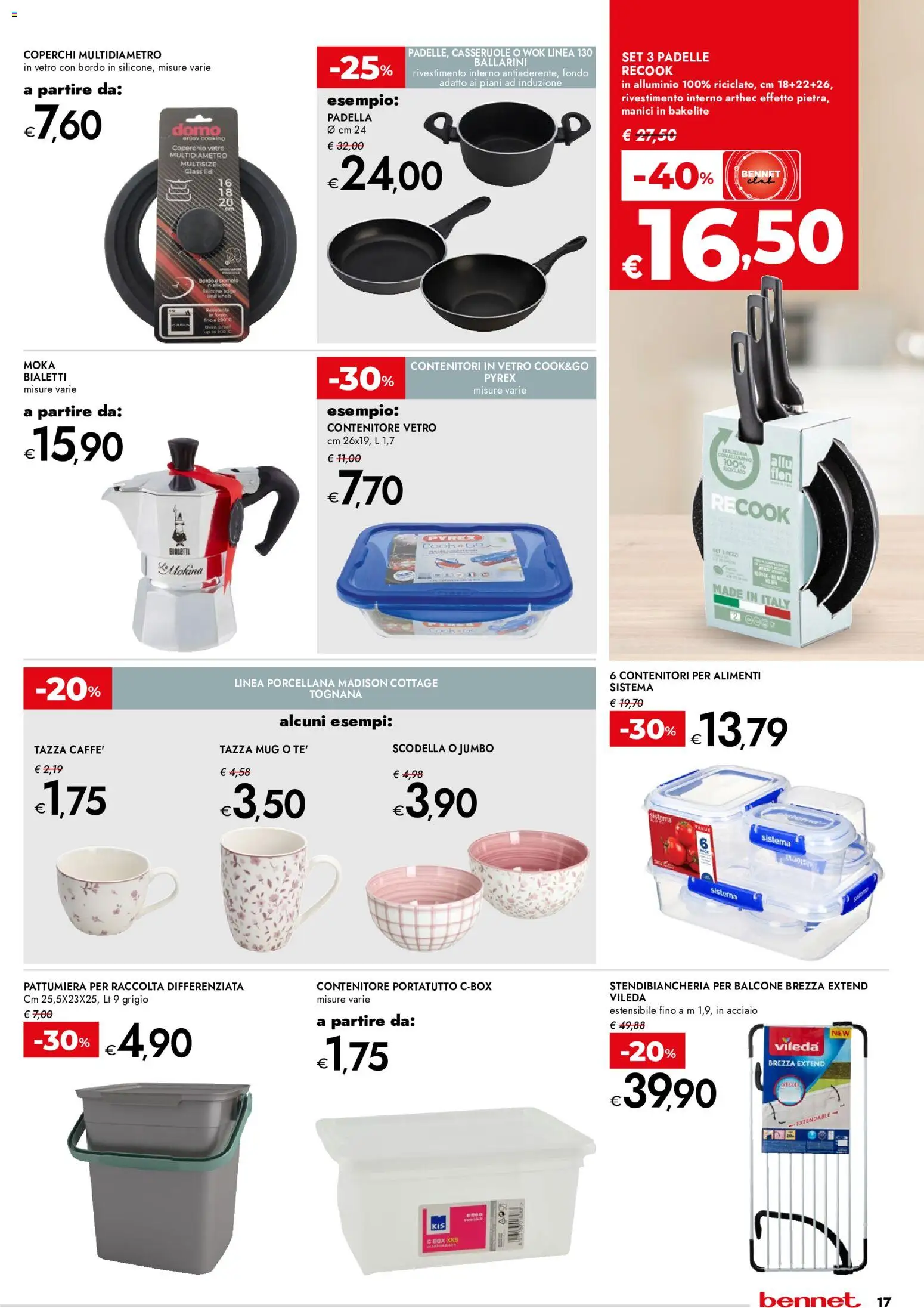 Volantino bennet del 28.05.2026 | Pagina: 17 | Prodotti: Stendibiancheria, Pattumiera, Padella, Alluminio