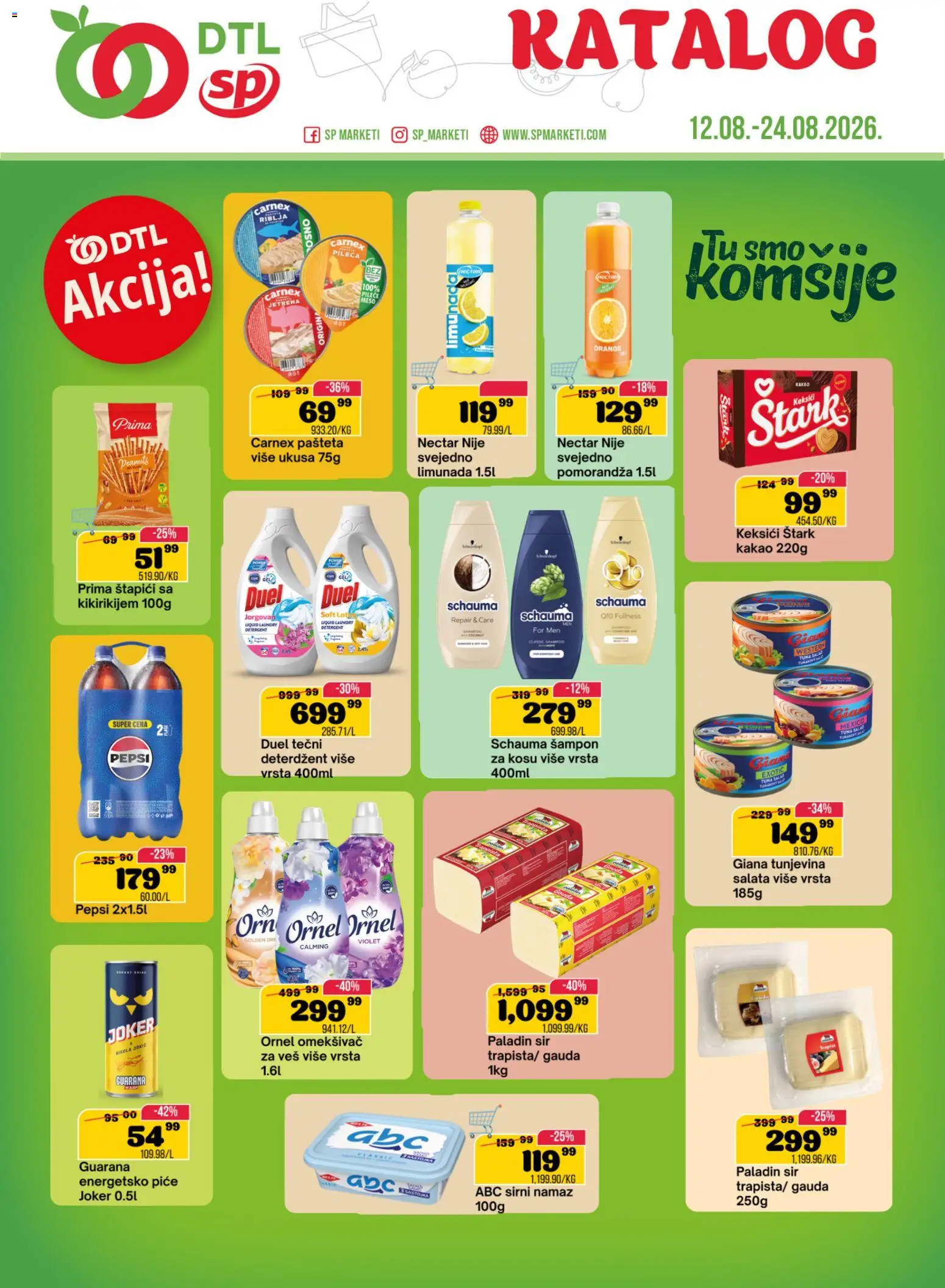 Senta Promet katalog - važi od 12.08.2026 | Strana: 1 | Proizvode: Kakao, Omekšivač, Namaz, Sir