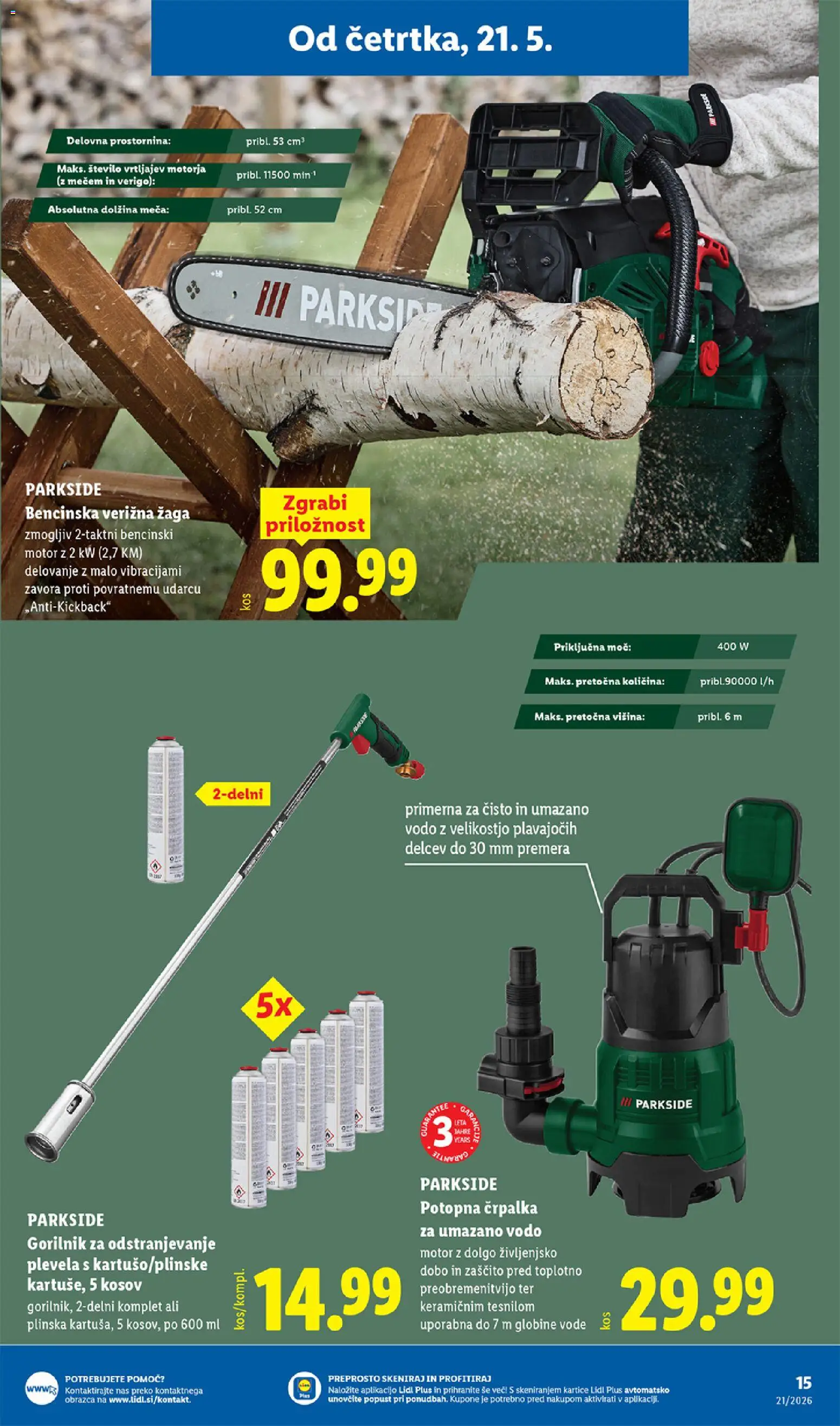 Novi Lidl katalog ponudbe – veljaven od 21.05.2026 | Stran: 27 | Izdelki: Črpalka, Verižna žaga