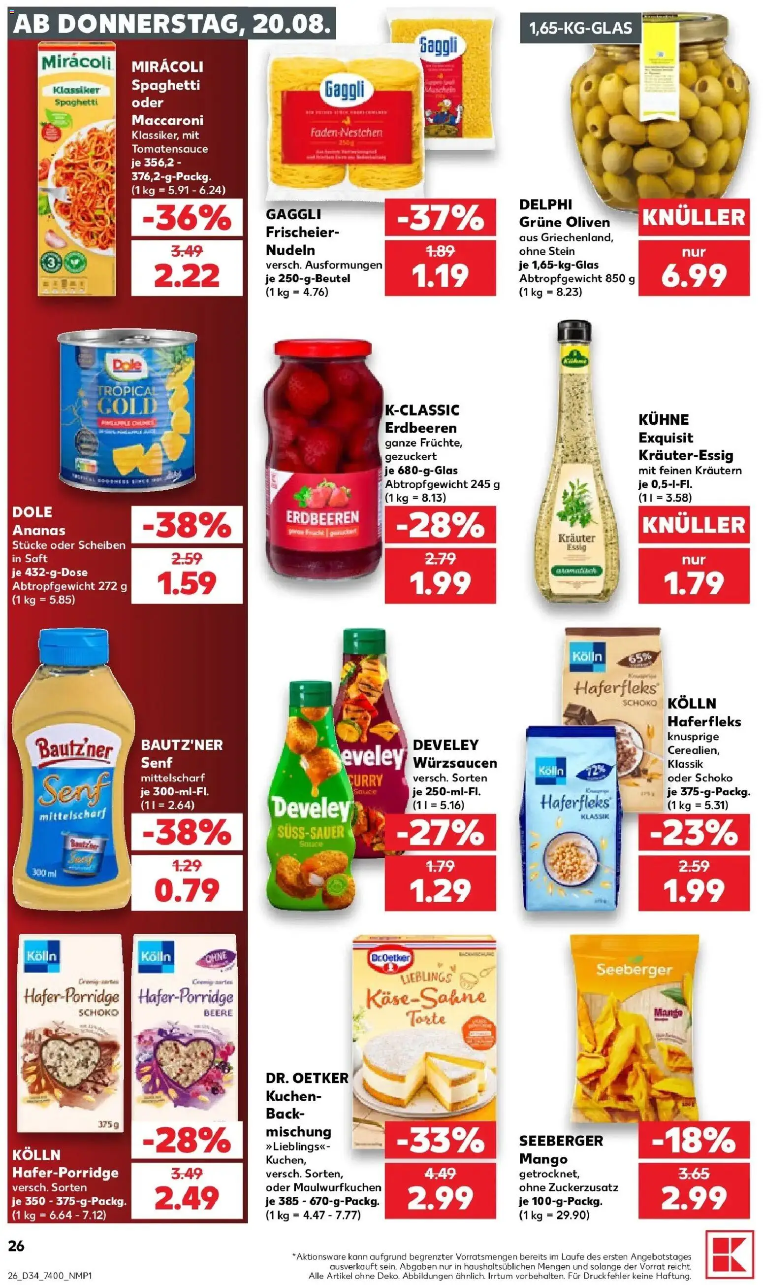 Prospekt Kaufland ab 17.08.2026 » Angebote Online zum Blättern | Seite: 37 | Produkte: Kolln, Ananas, Saft, Nudeln