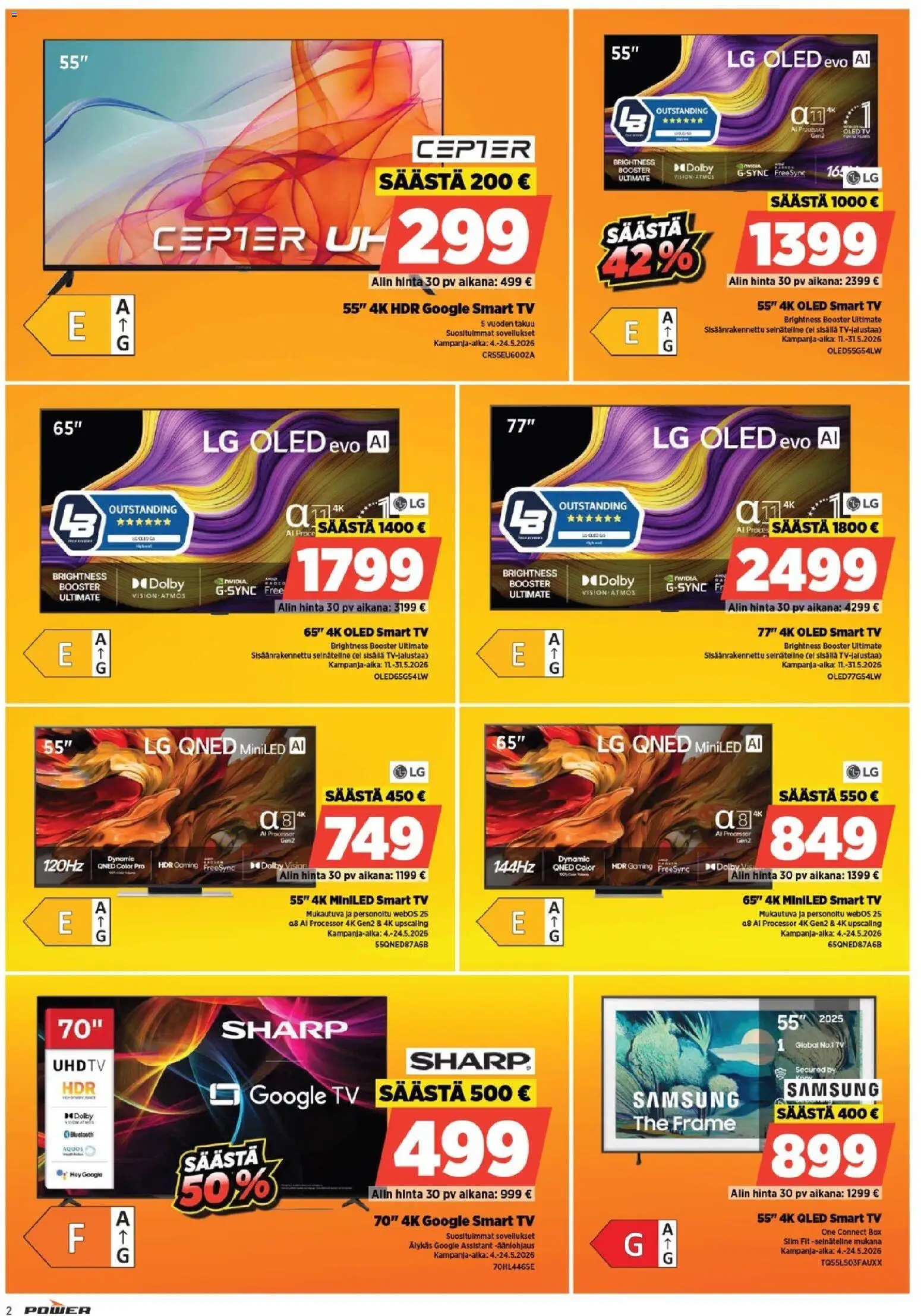Power tarjoukset – voimassa 11.05.2026 alkaen | Sivu: 2 | Tuotteet: TV