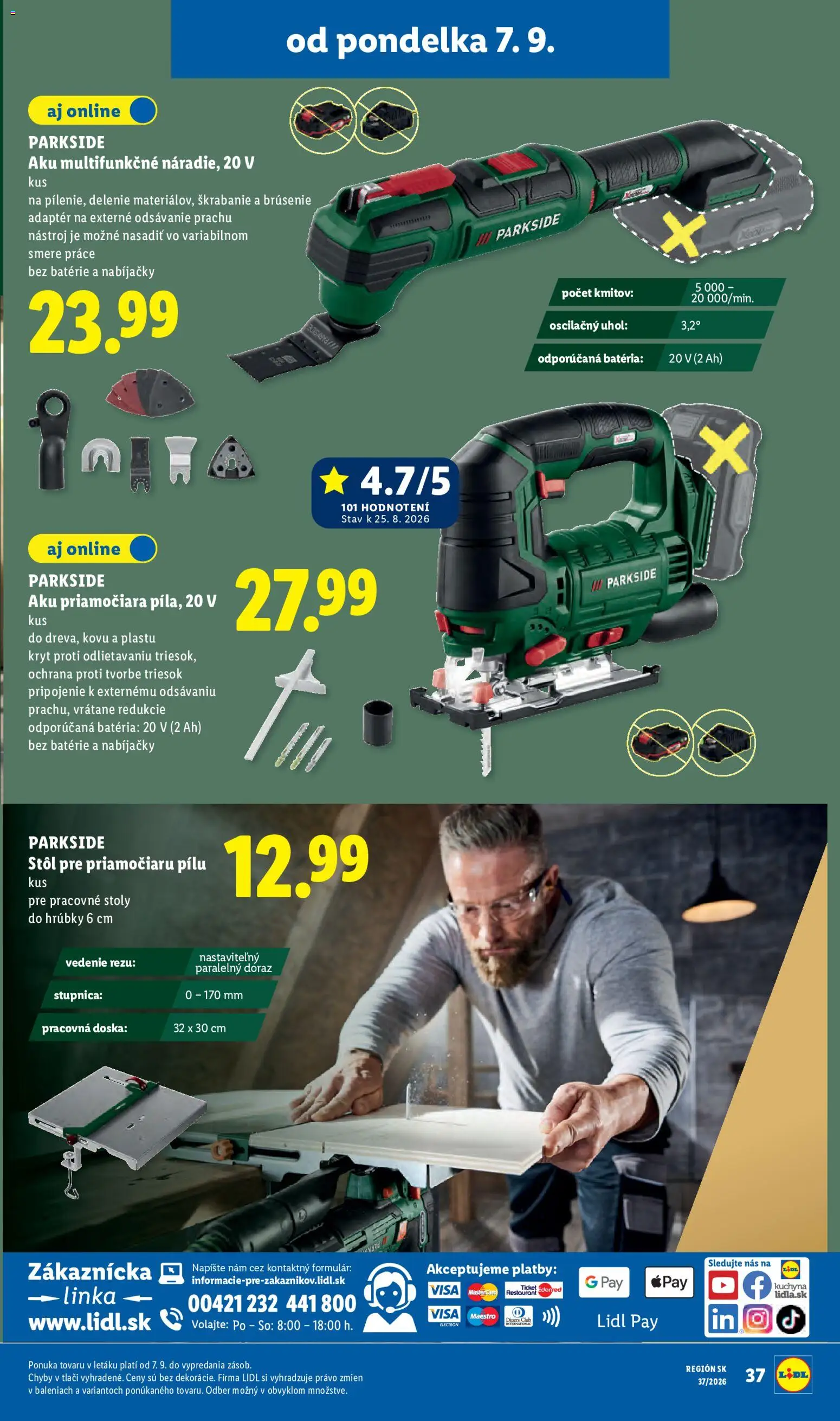 Nové Lidl akcie – leták je platný od 07.09.2026 | Strana: 53 | Produkty: Kuchyňa, Stôl, Pracovná doska, Aku