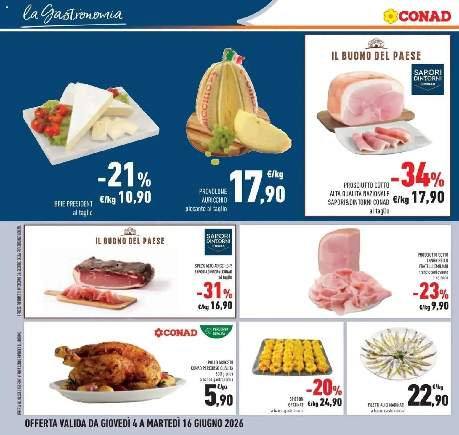 Volantino Conad del 03.06.2026 | Pagina: 12 | Prodotti: Provolone, Pollo, Prosciutto, Alici