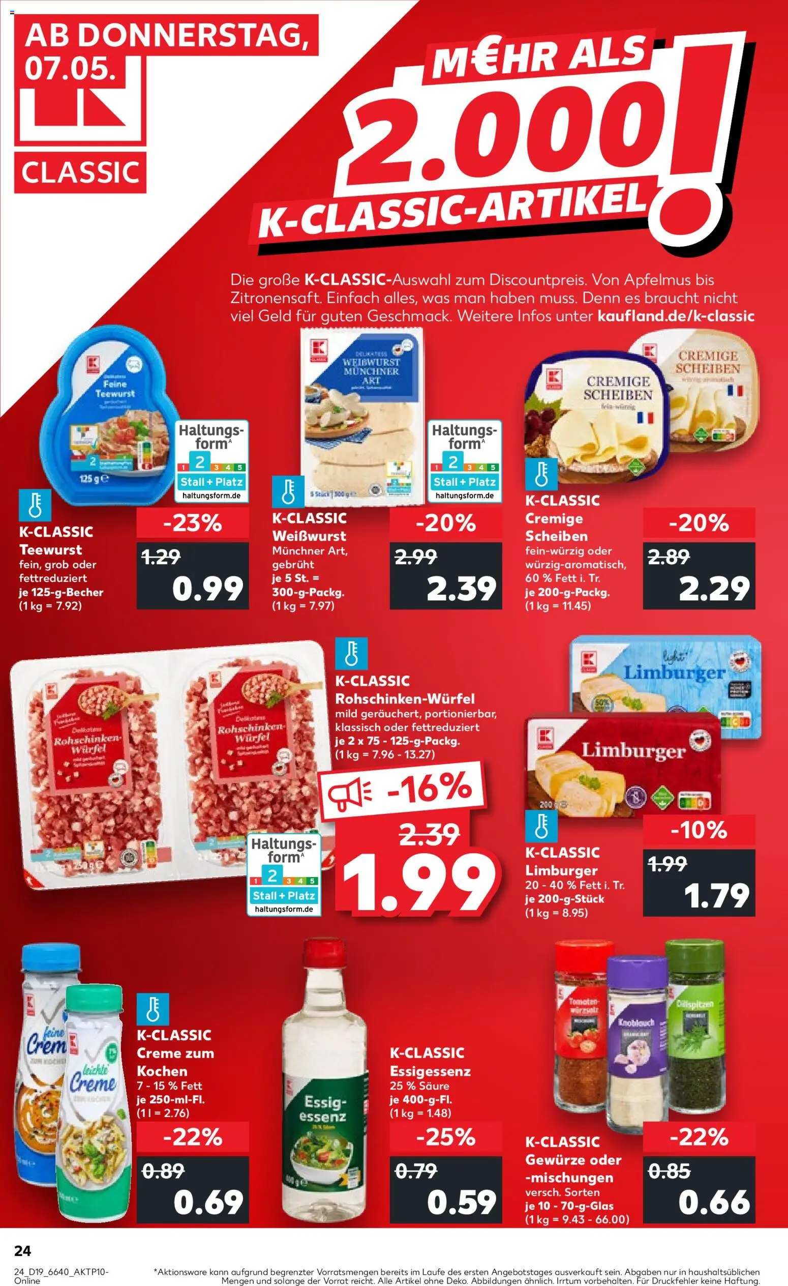 Kaufland Německo Black Friday od 07.05.2026 | Strana: 24 | Produkty: Limburger, Forma