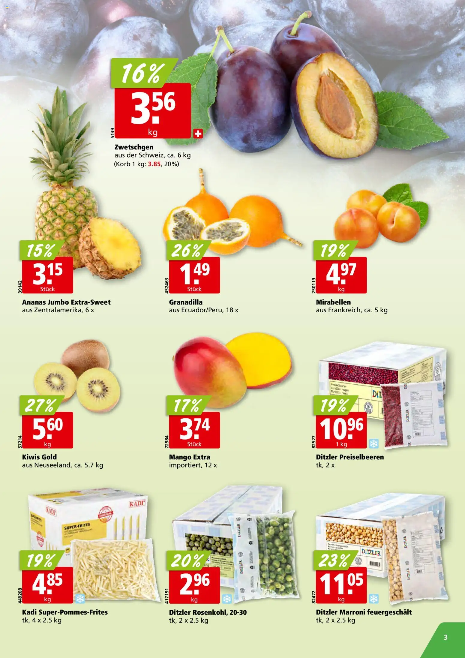 Aligro aktionen Schlieren, Gossau SG, Frauenfeld, Rapperswil-Jona, Sargans, Bern – gültig ab 17.08.2026 | Seite: 3 | Produkte: Korb, Zwetschgen, Ananas, Mango