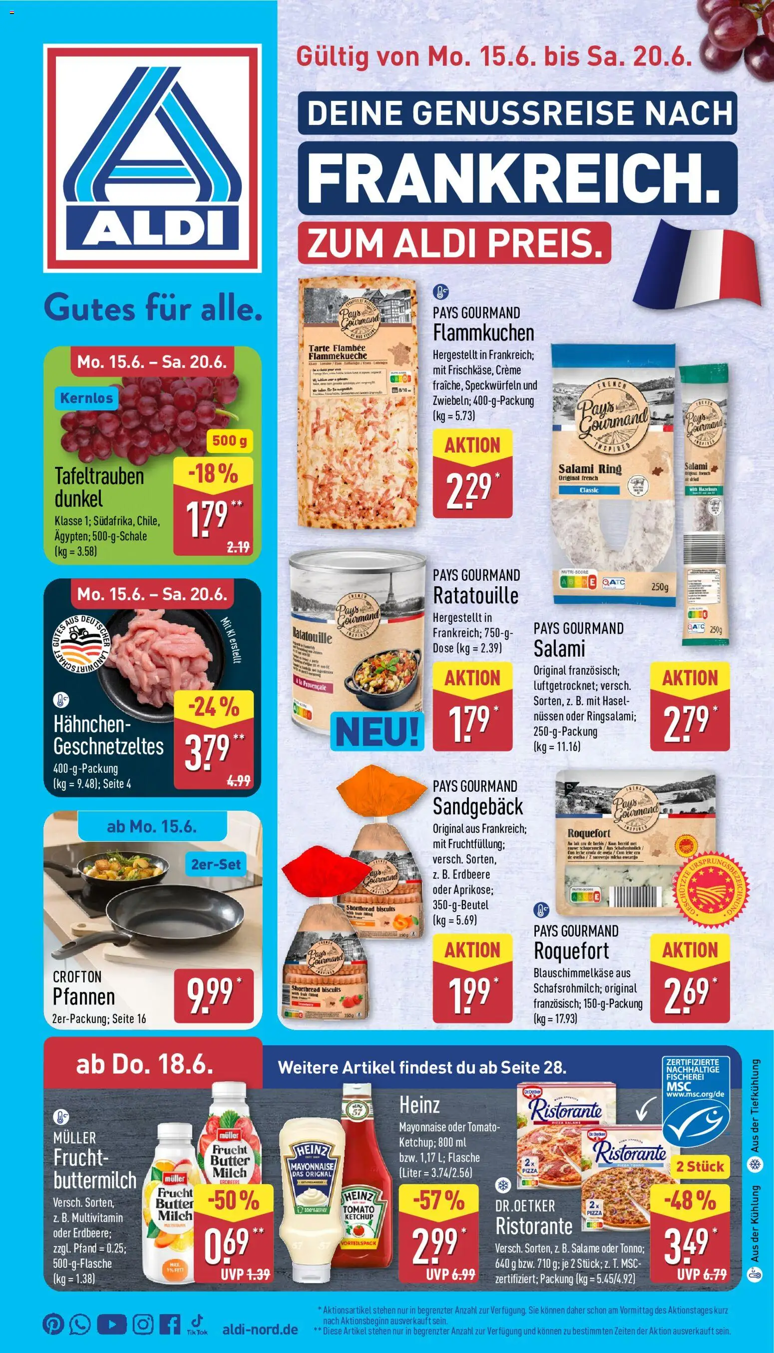 Aldi Prospekt – gültig ab 15.06.2026 | Seite: 5 | Produkte: Buttermilch, Butter, Creme, Pizza