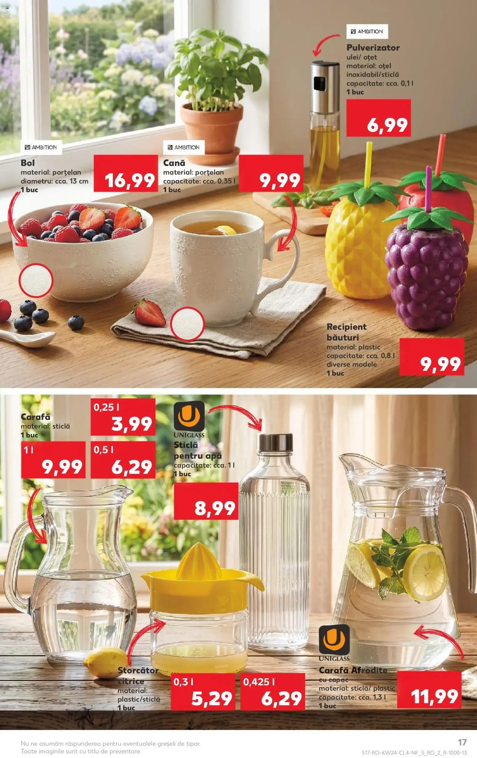 Noul catalog Kaufland – valabil de la 10.06.2026 | Pagină: 17 | Produse: Storcător, Bol, Carafă, Oțet