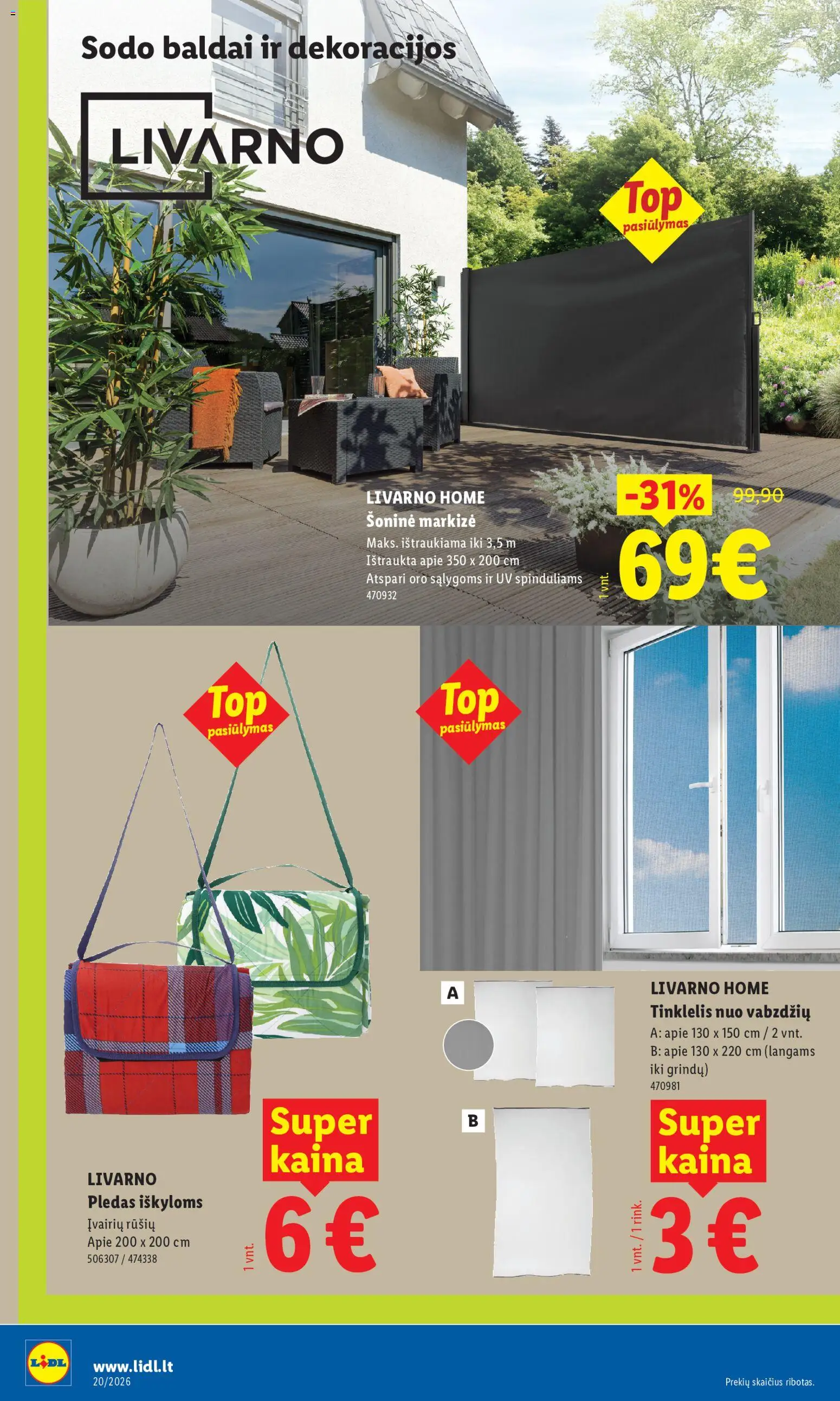 LIDL akcijos nuo 11.05.2026 | Puslapis: 2 | Prekių: Sodo baldai, Pledas