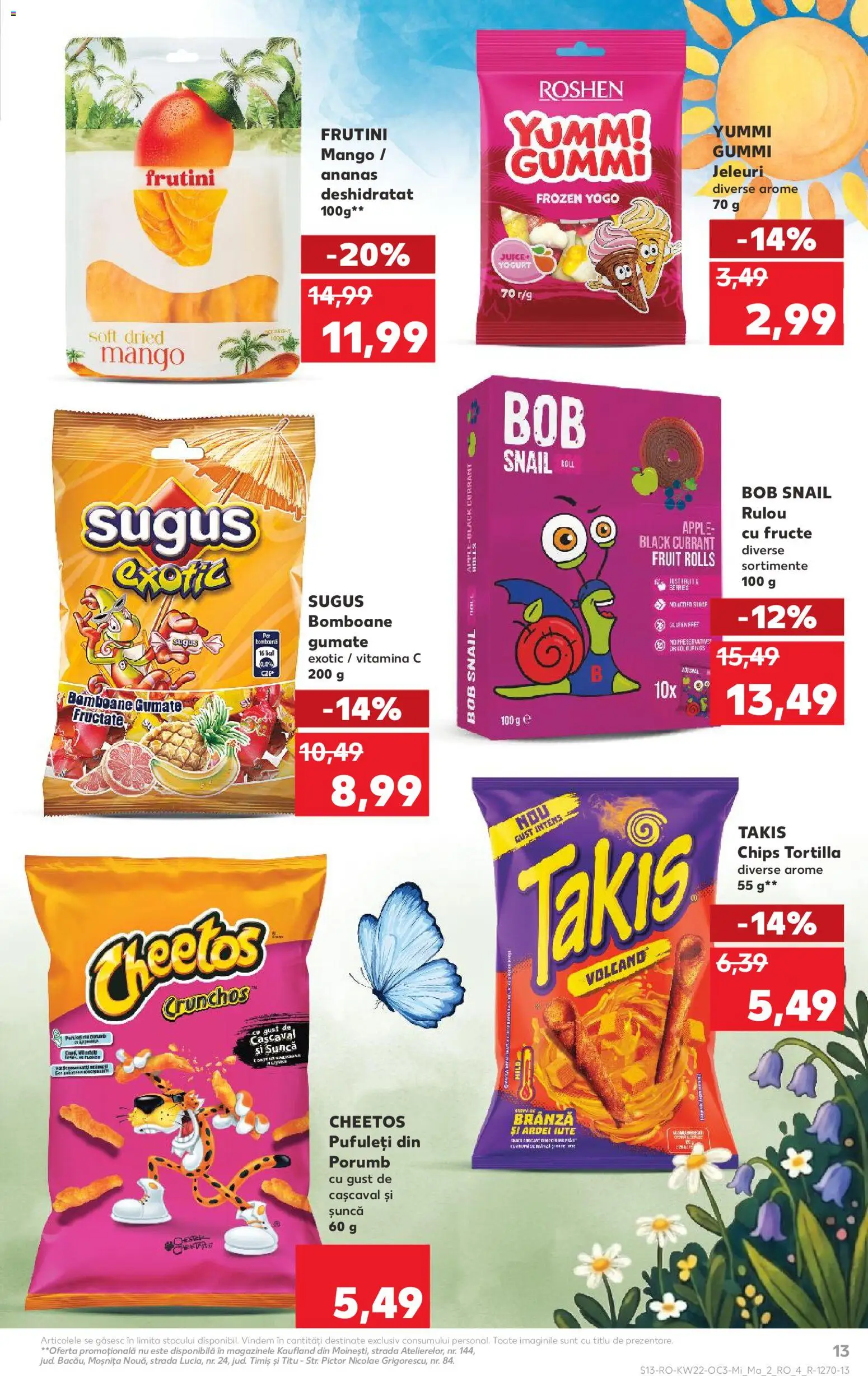 Kaufland RO akciós ujság - amely érvényes a következő dátumtól: 27.05.2026 | Oldal: 13 | Termékek: Chips, Tortilla, Cheetos, Mangó