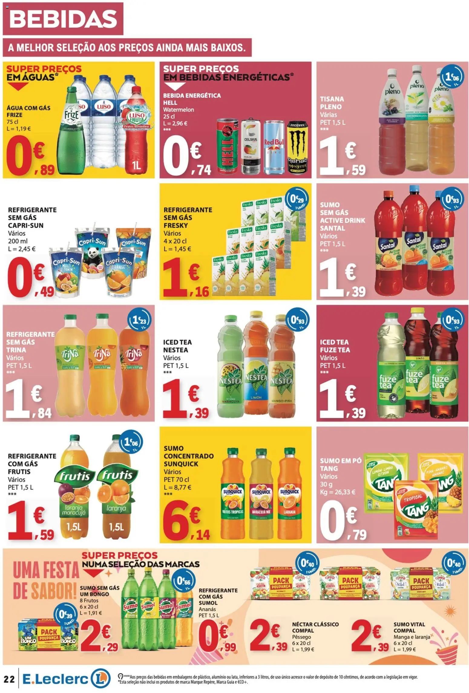 E.Leclerc folheto │ válido de 29/10/2026 | Página: 22 | Produtos: Agua, Bebidas, Sumo, Água com gás