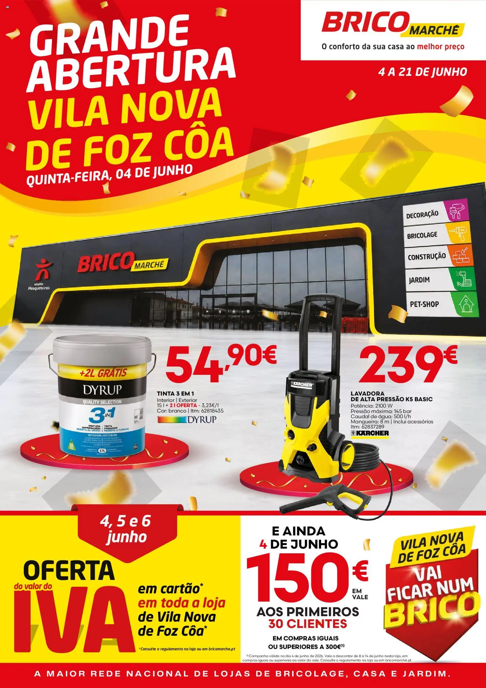 BricoMarché folheto │ válido de 04.06.2026 | Página: 1 | Produtos: Agua, Tinta, Mangueira
