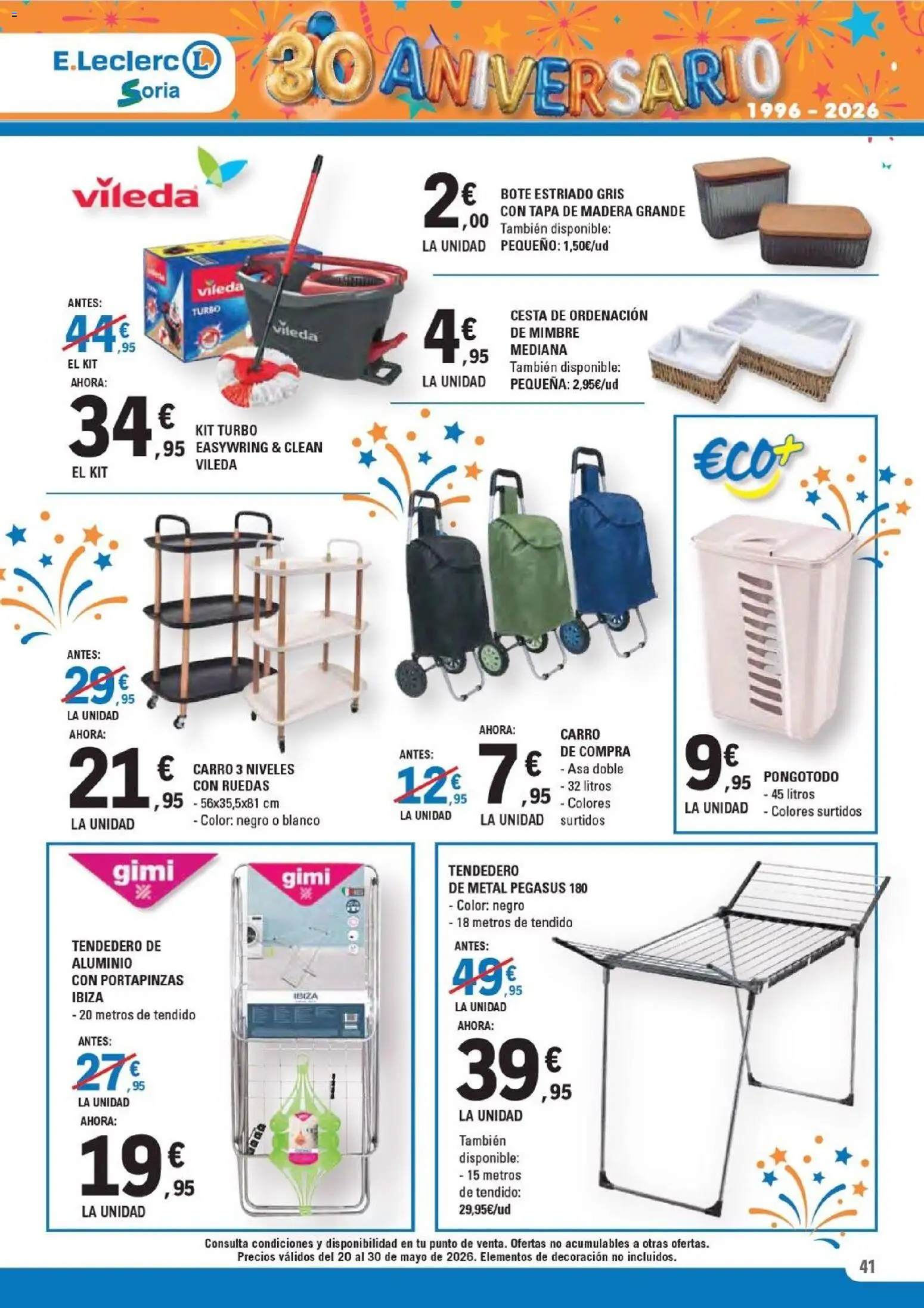 E.Leclerc Soria │ válido desde el 20.05.2026 | Página: 41 | Productos: Tendedero, Cesta