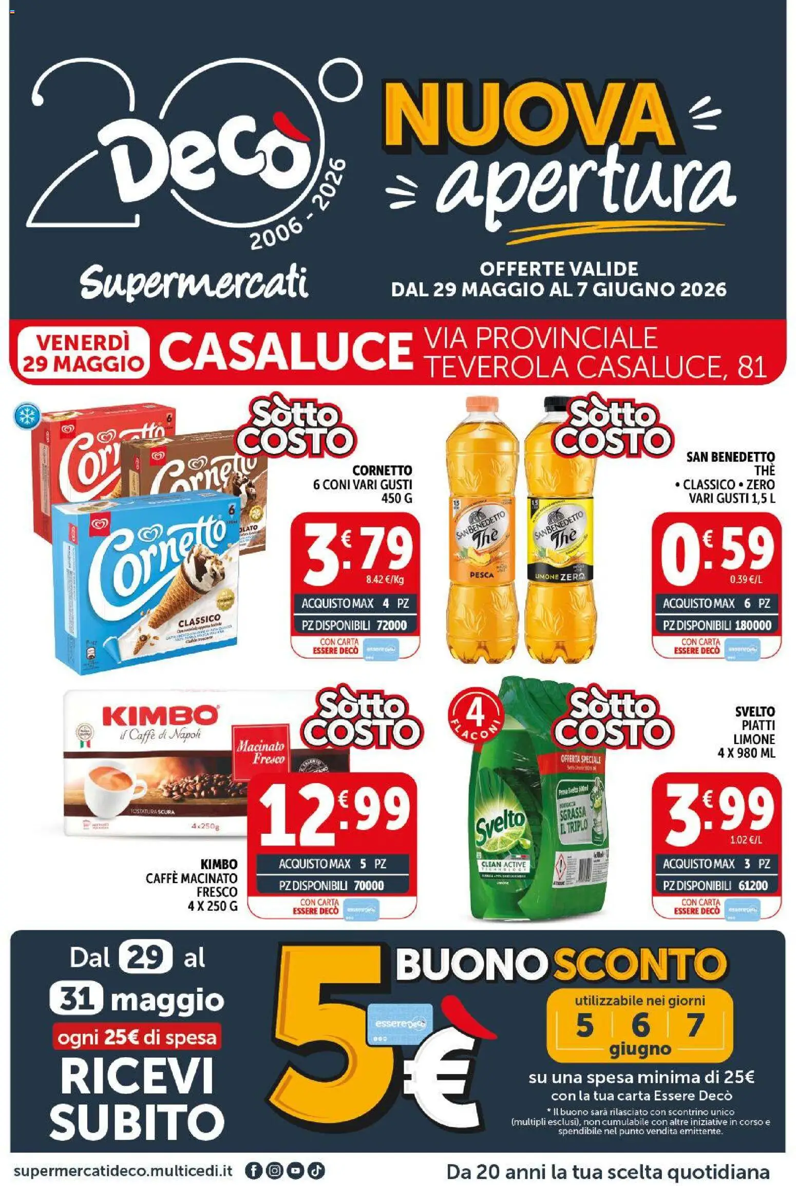 Volantino Decò del 29.05.2026 | Pagina: 1 | Prodotti: Caffè, Limone, Pesca, Macinato