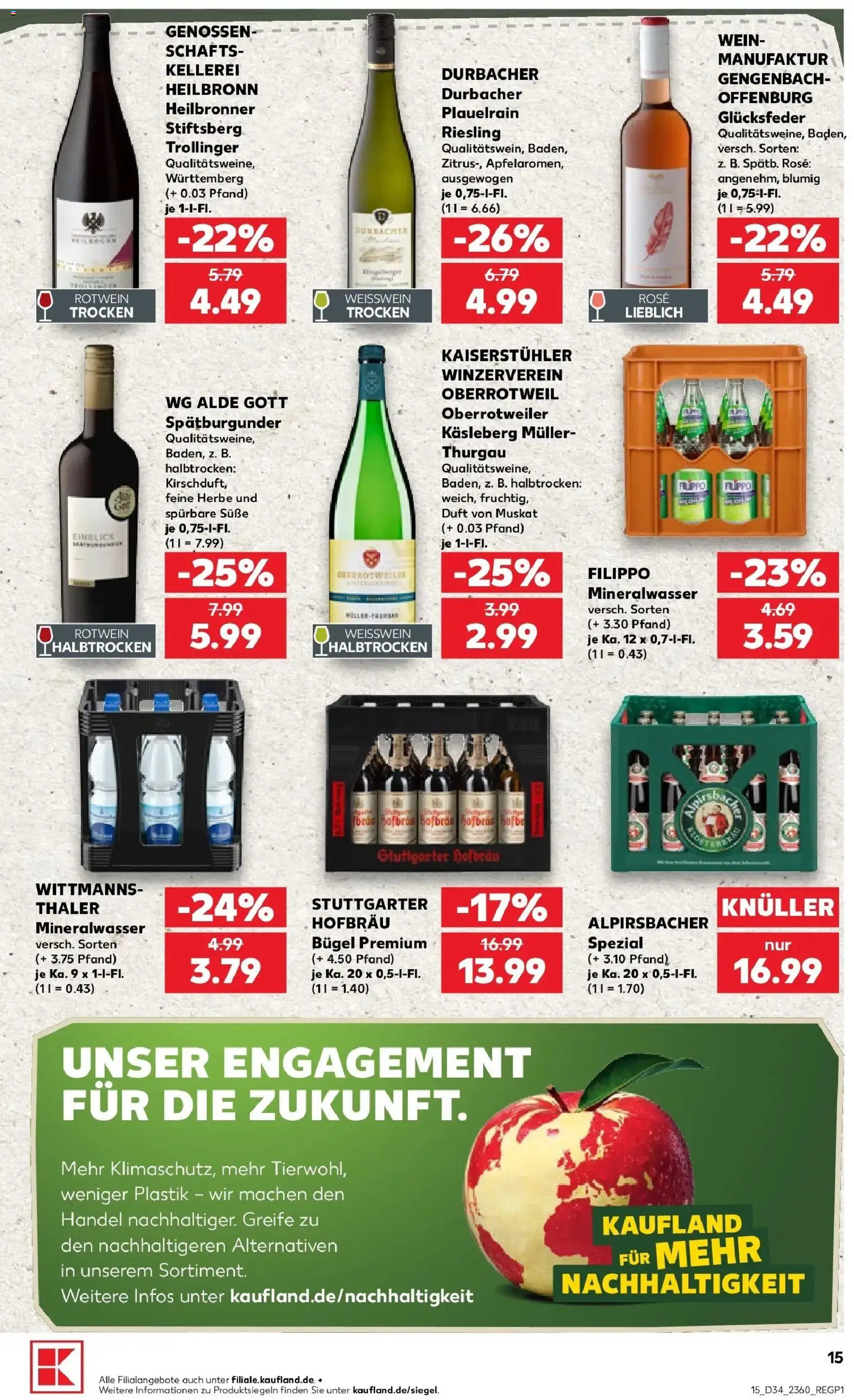 Prospekt Kaufland ab 20.08.2026 » Angebote Online zum Blättern | Seite: 15 | Produkte: Weißwein, Rotwein, Mineralwasser, Wein
