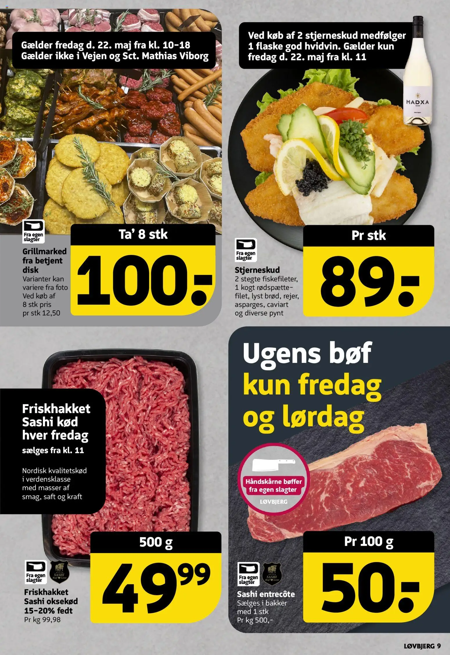 Løvbjerg tilbudsavis – gyldig fra 22.05.2026 | Side: 9 | Produkter: Bøffer, Oksekød, Entrecote, Disk