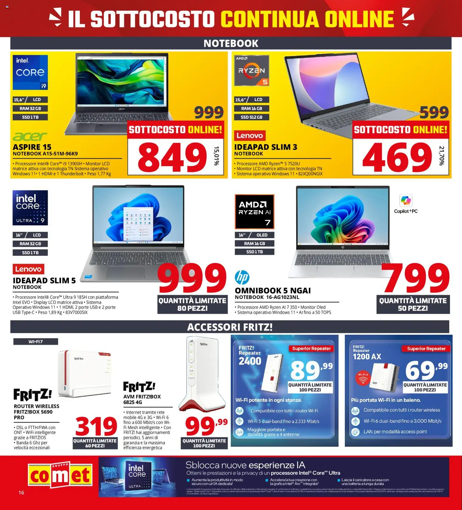 Volantino Comet del 18.05.2026 | Pagina: 16 | Prodotti: Router, Monitor, Mobile, Batteria
