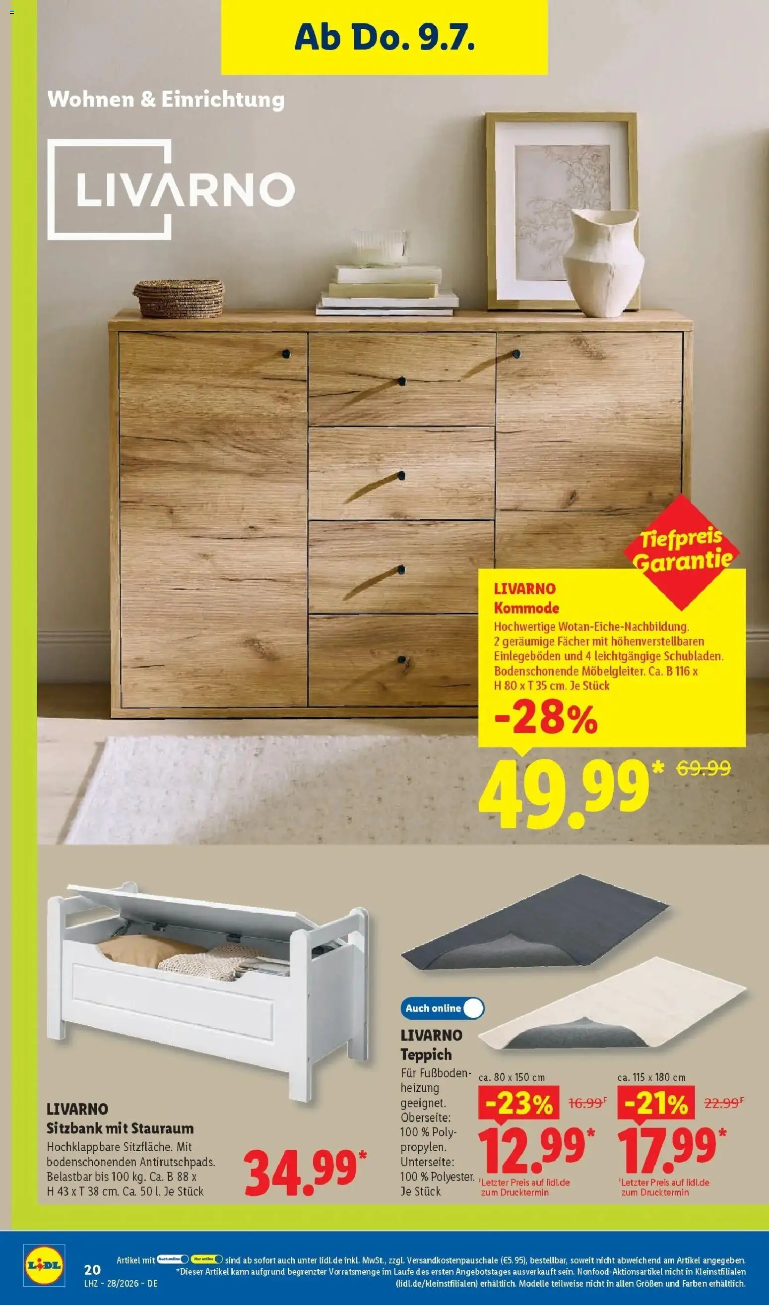 Lidl Prospekt Villingen-schwenningen – gültig ab 06.07.2026 | Seite: 38 | Produkte: Sitzbank, Kommode, Teppich