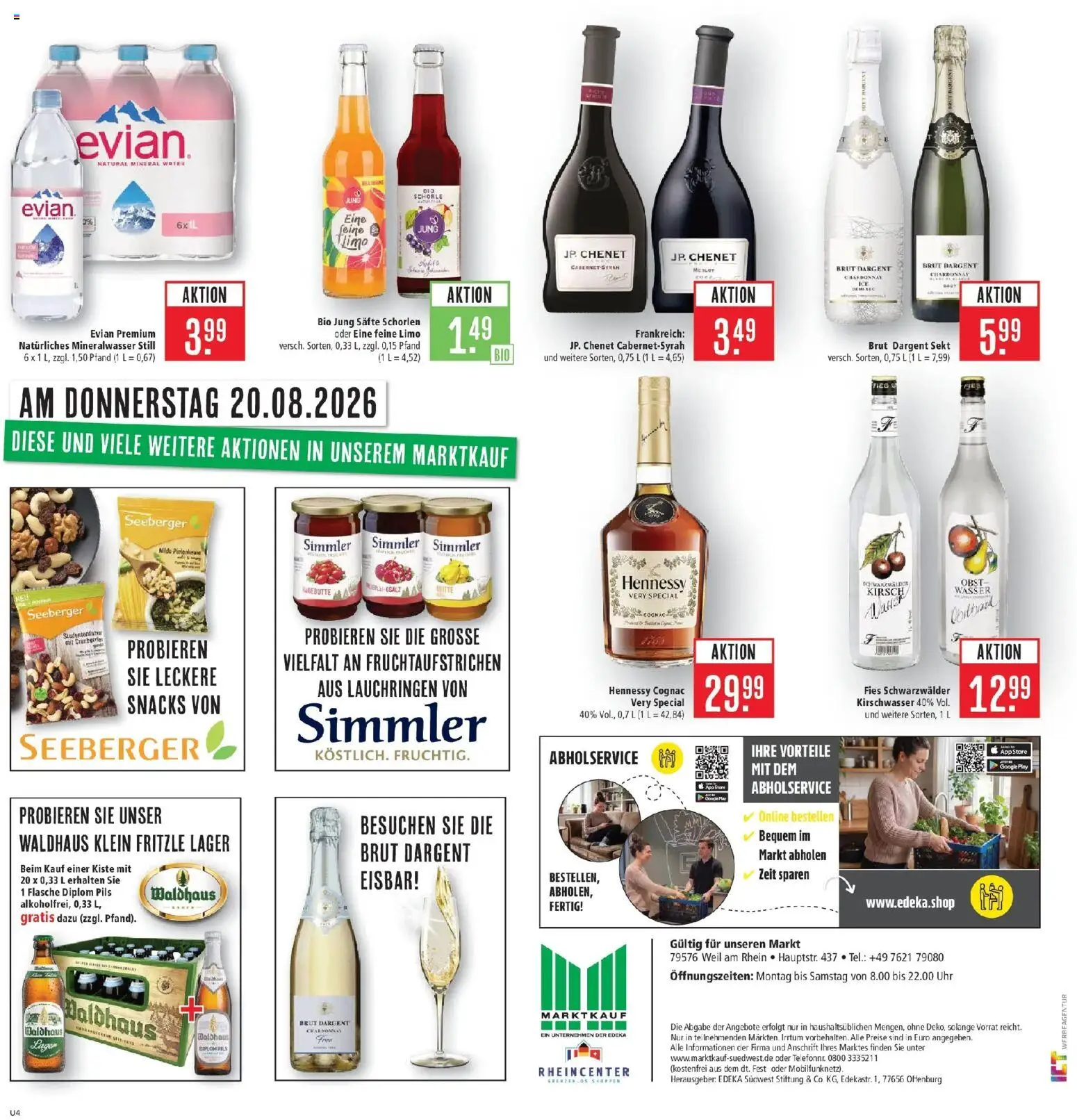 Marktkauf Prospekt Weil Am Rhein (ab 17.08.2026) » Angebote online | Seite: 4 | Produkte: Sekt, Merlot, Wasser, Uhr