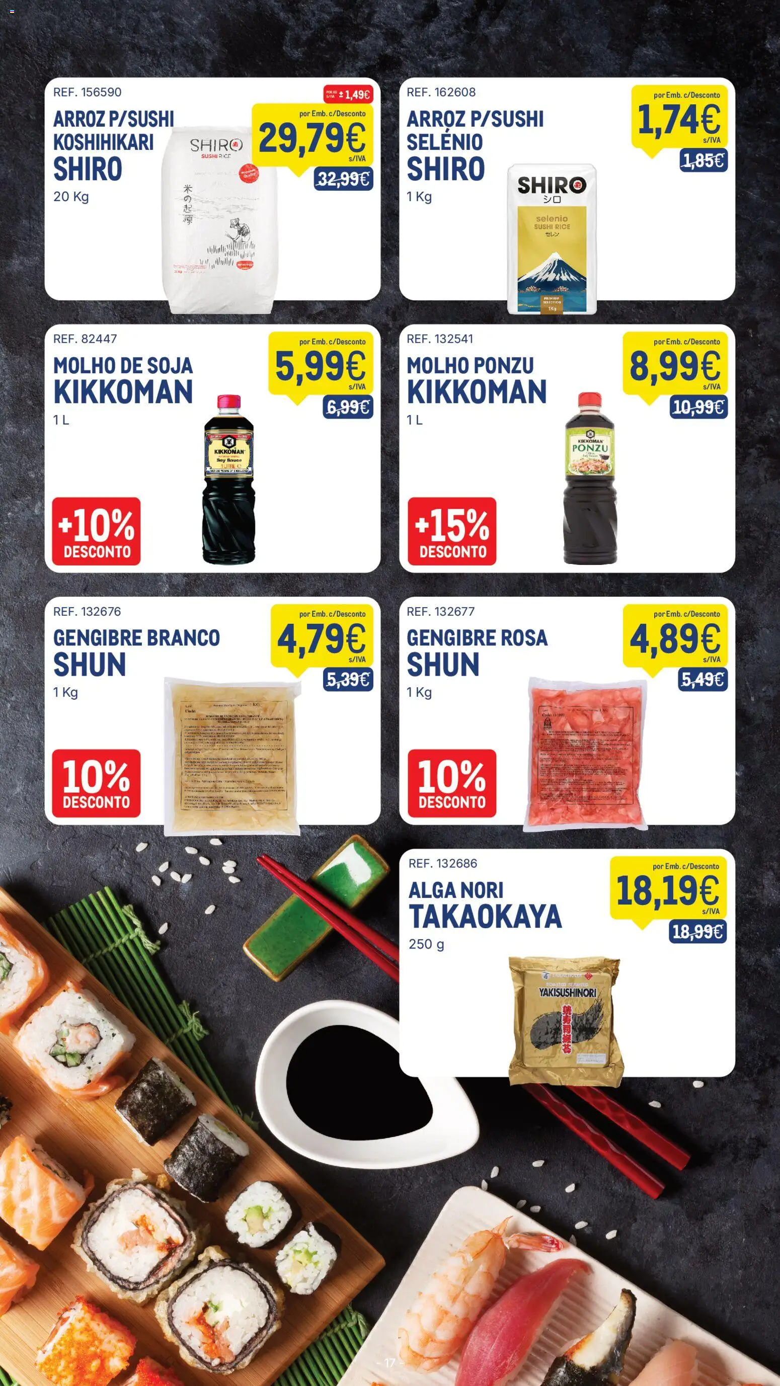 Makro folheto │ válido de 11/08/2026 | Página: 17 | Produtos: Soja, Sushi, Gengibre, Arroz